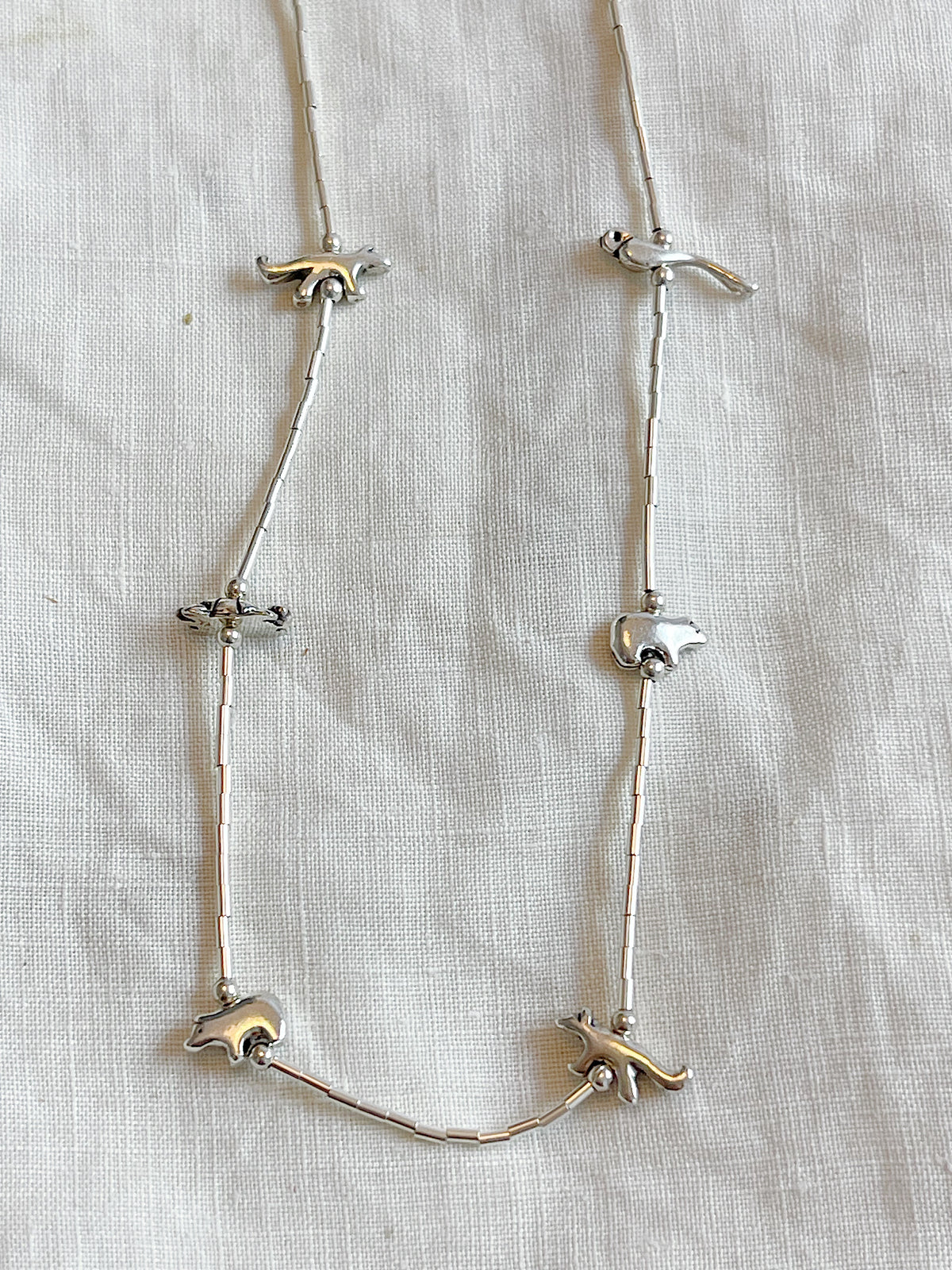 Zuni Silver Animal Fetishes Necklace (Short)