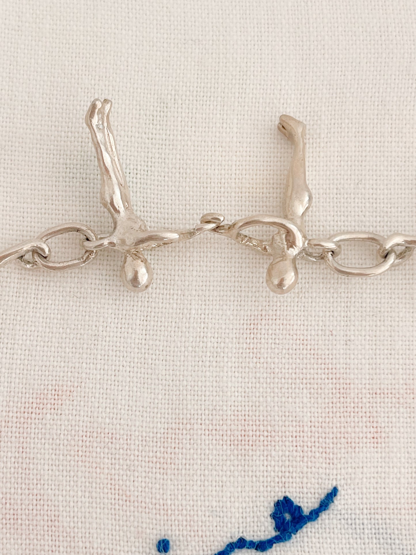 Super Rare! Vintage People Linked Silver Choker Necklace.