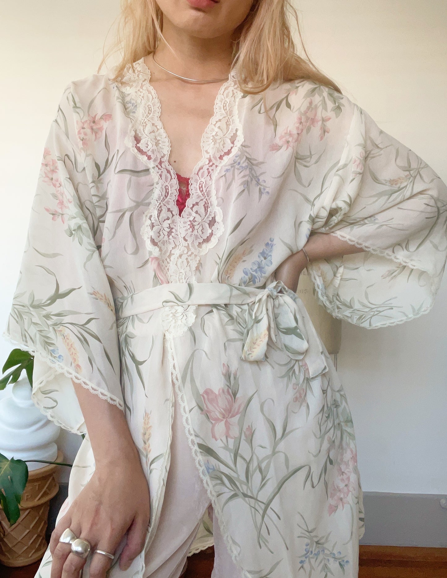 1990s Sheer Floral Robe