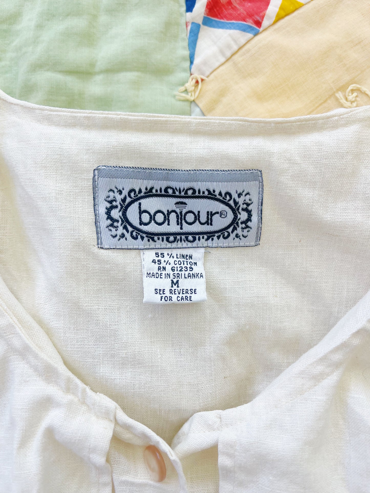 Vintage Cotton Linen Big Collar Frill Blouse