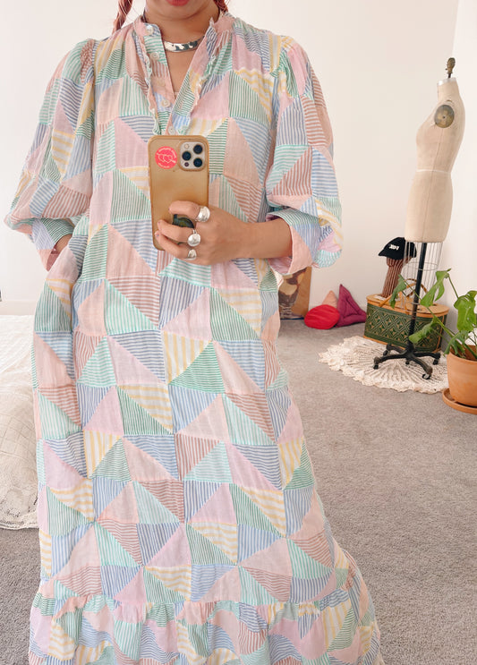 Cotton Patchwork Long Dress.