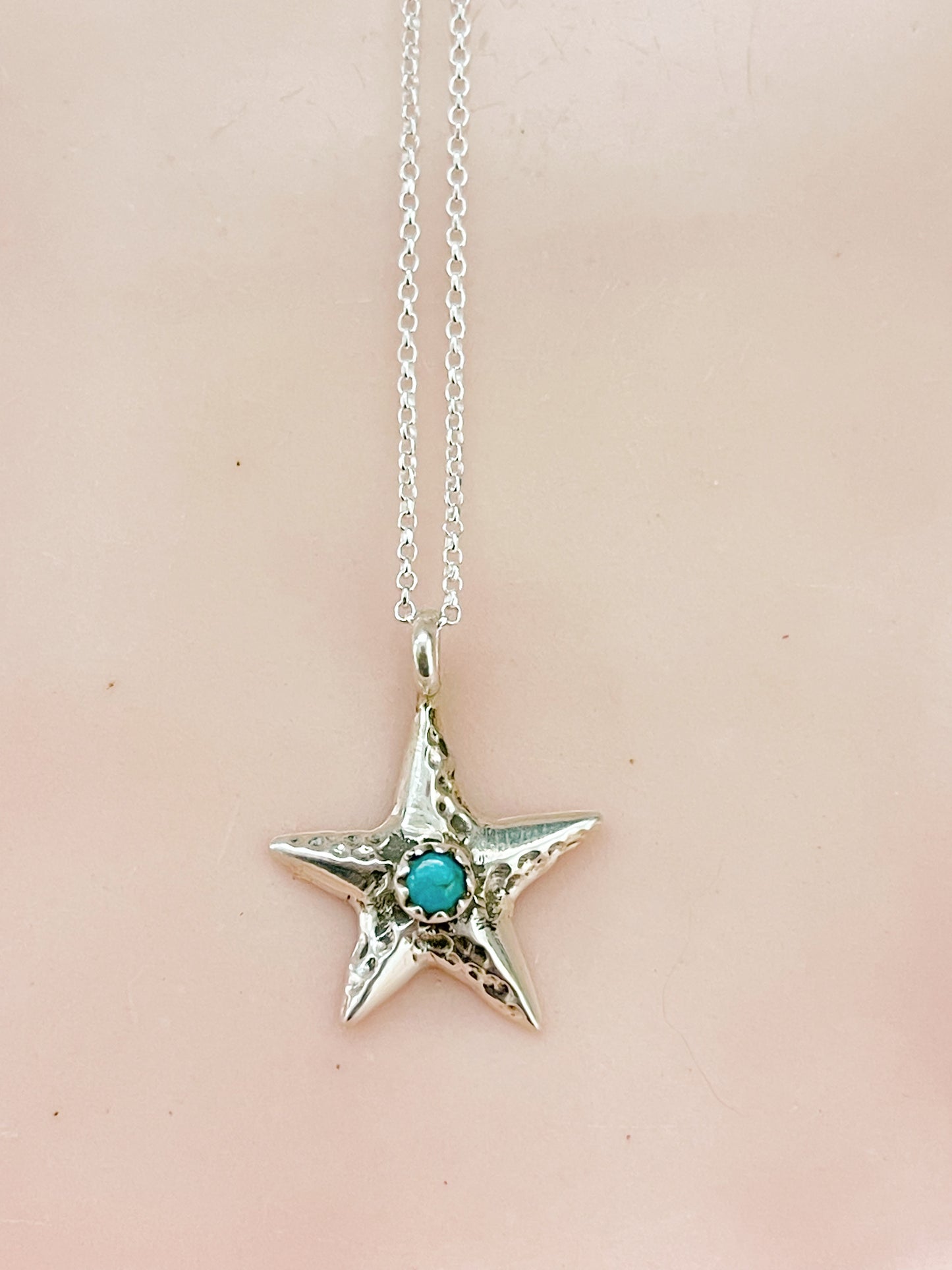 Tiny Star With Turquoise Necklace By Navajo