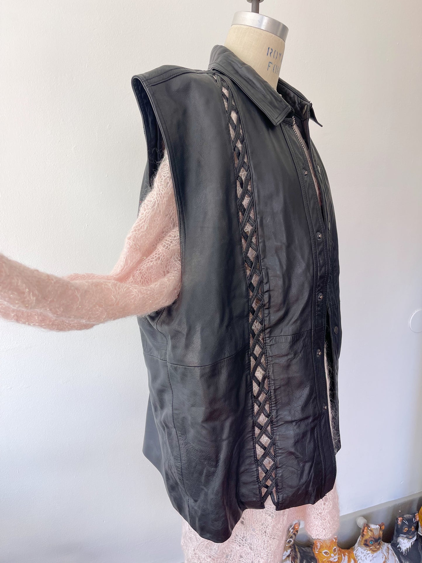 1980s Over Sized Leather Vest