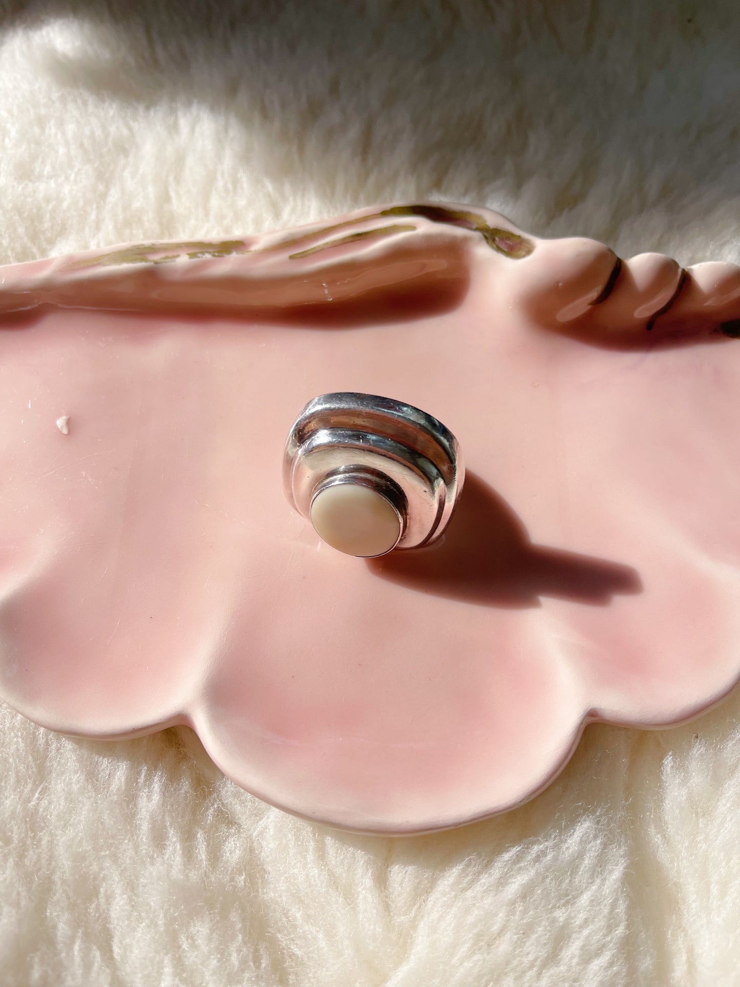 Vintage Modernist Silver Huge Ring