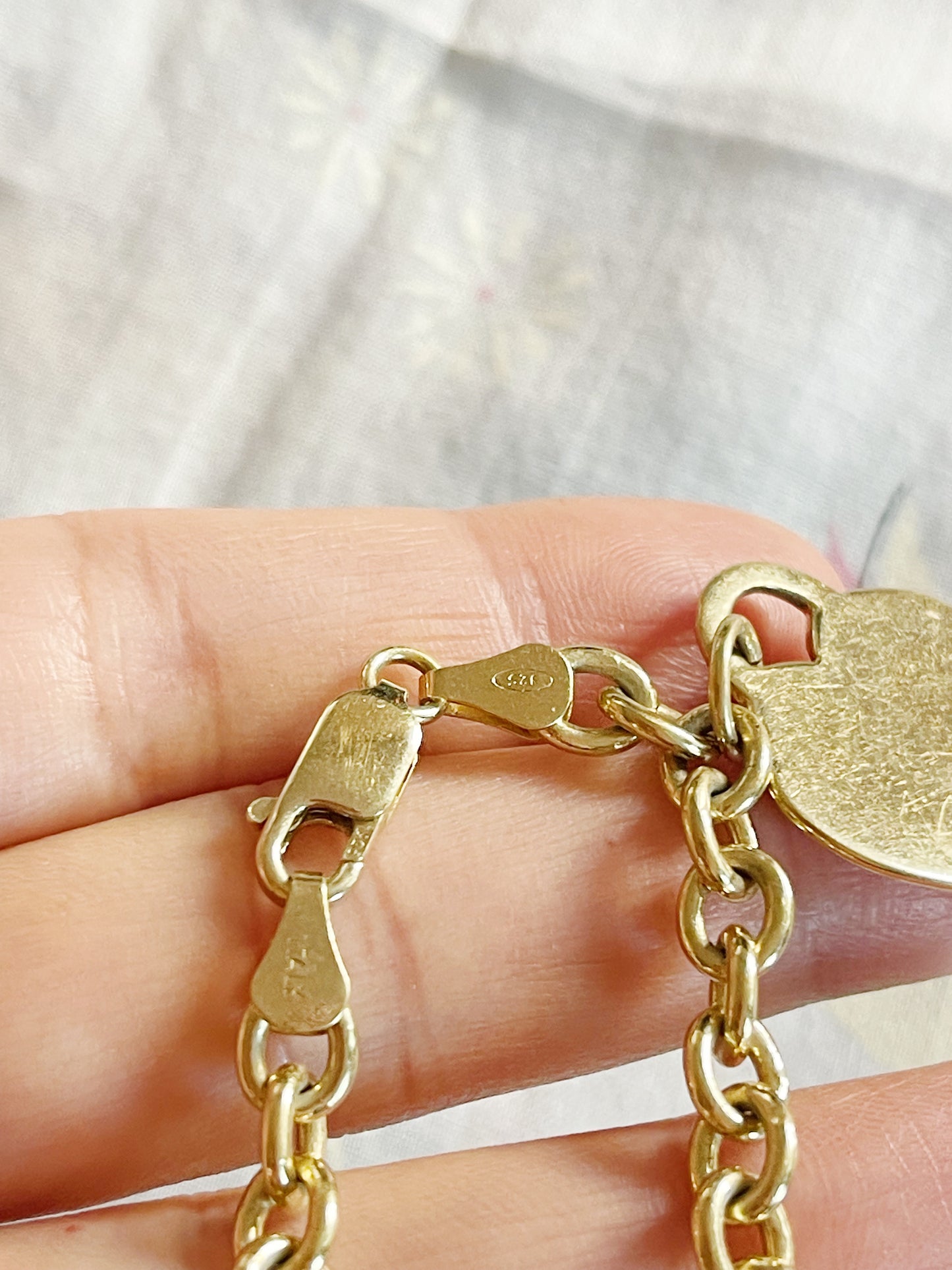 Vintage 1960s Gold Plated Silver Heart Bracelet