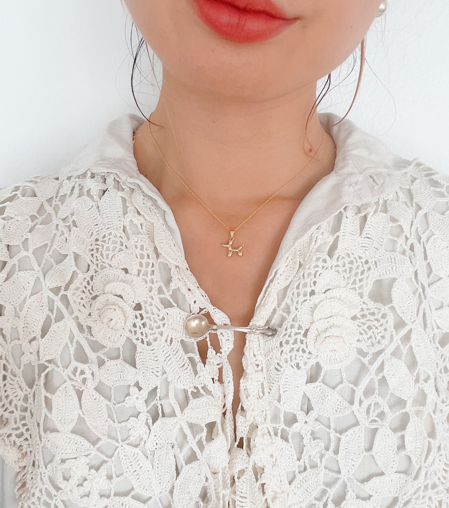 14k Solid Gold Balloon Dog Necklace. So Cute!