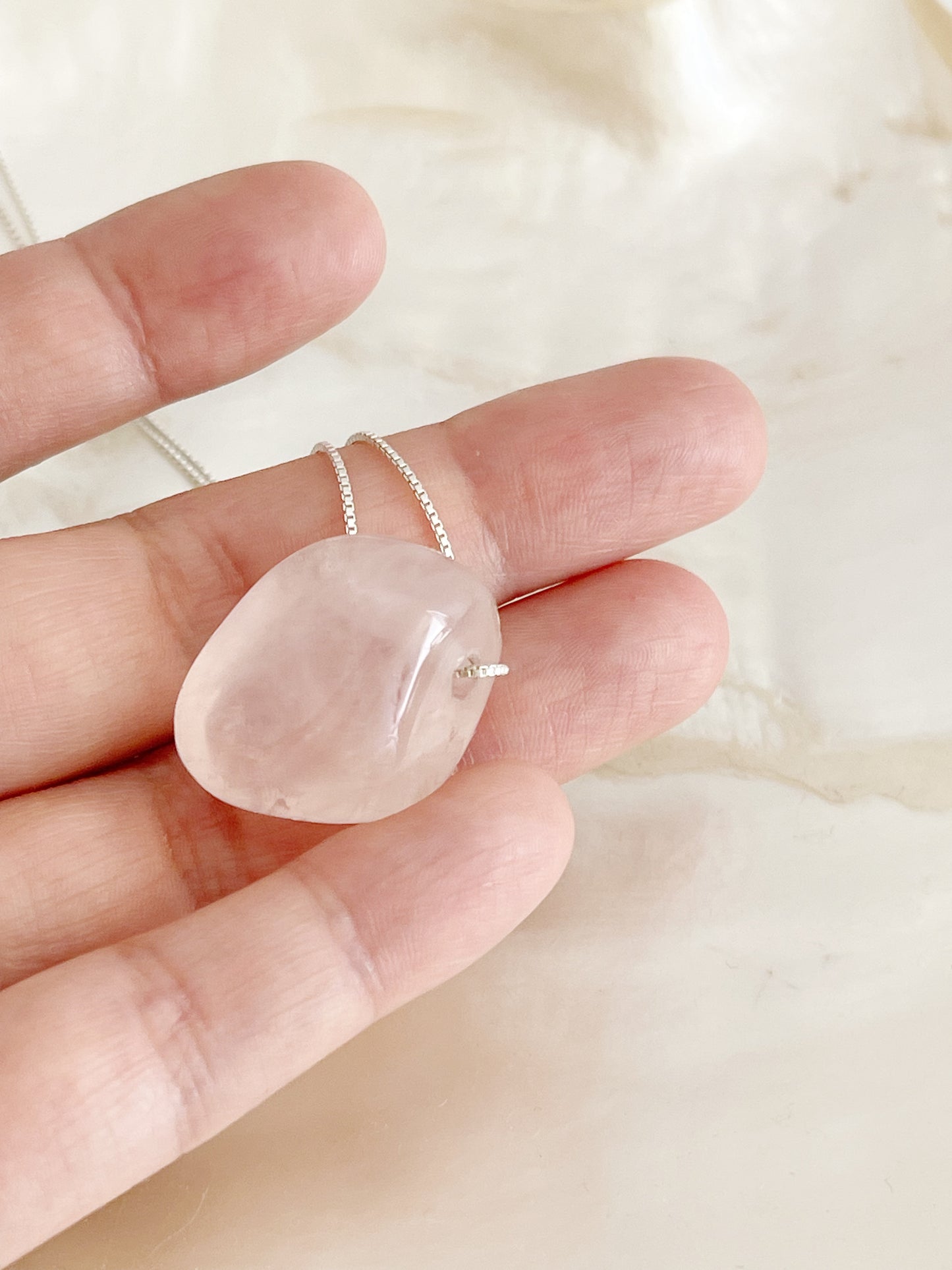 1990‘s Rose Quartz Stone Necklace.