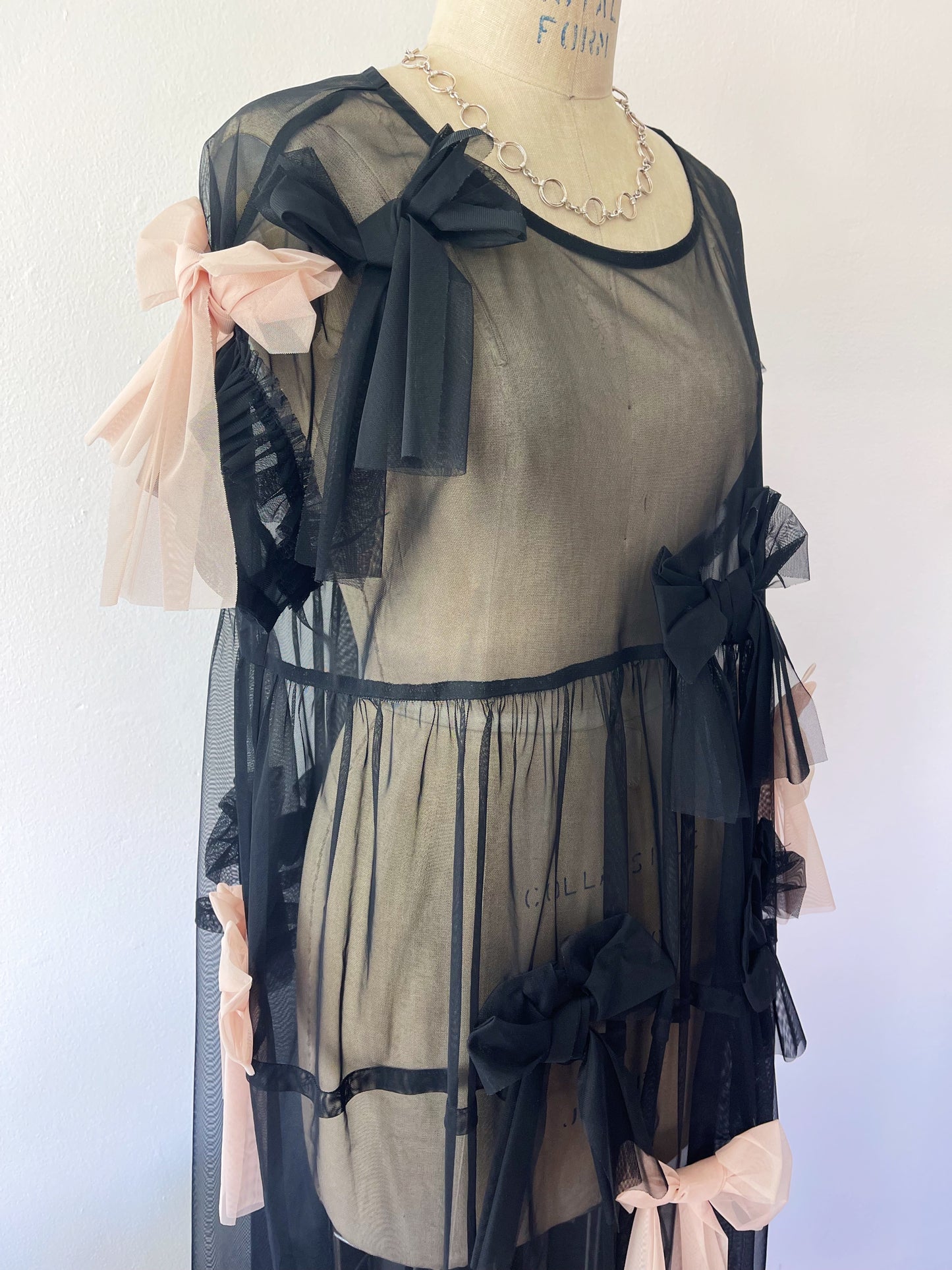 Black Sheer Ribbon Dress