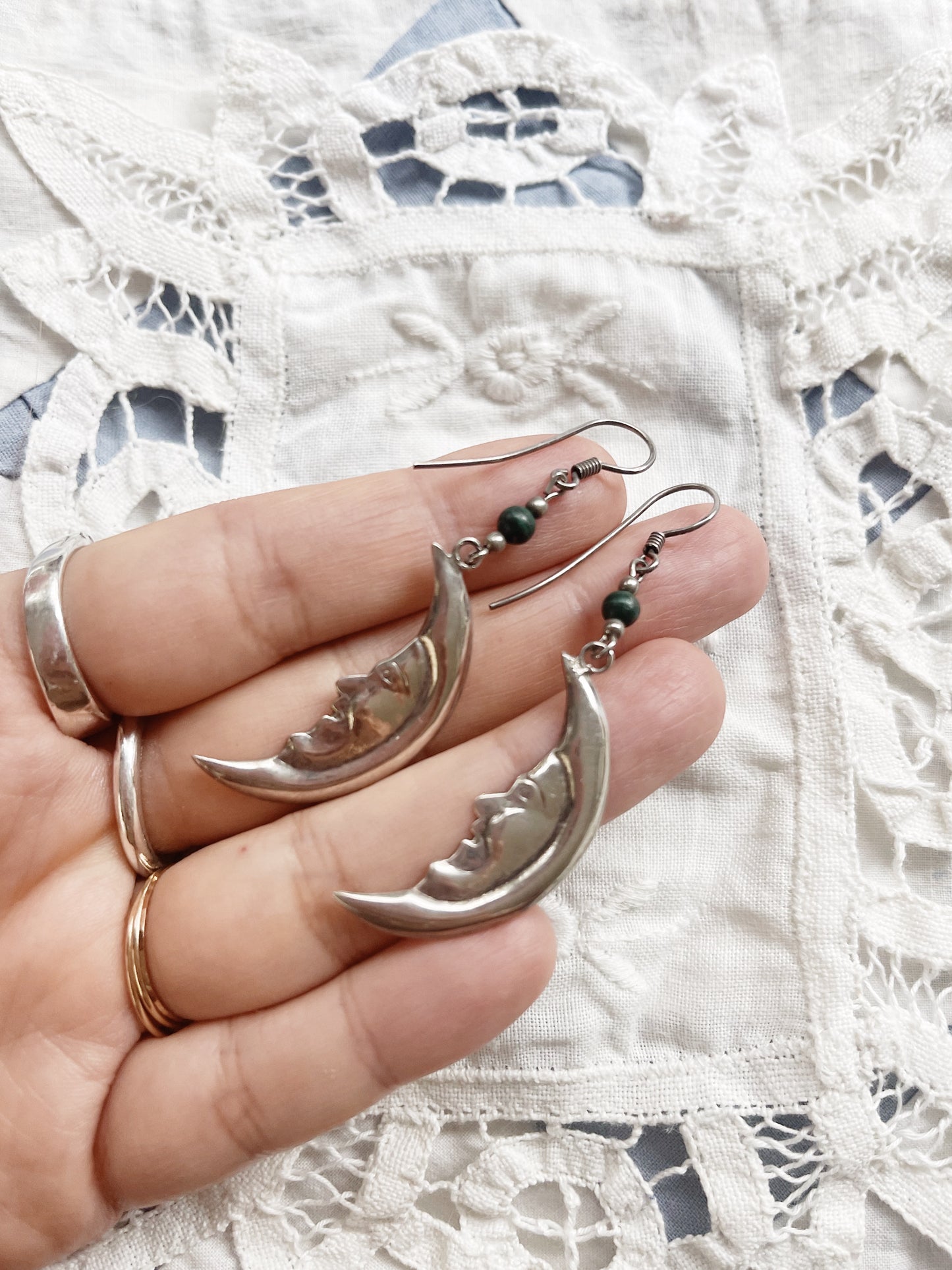 Vintage Crescent Moon Silver 925 Pierce
