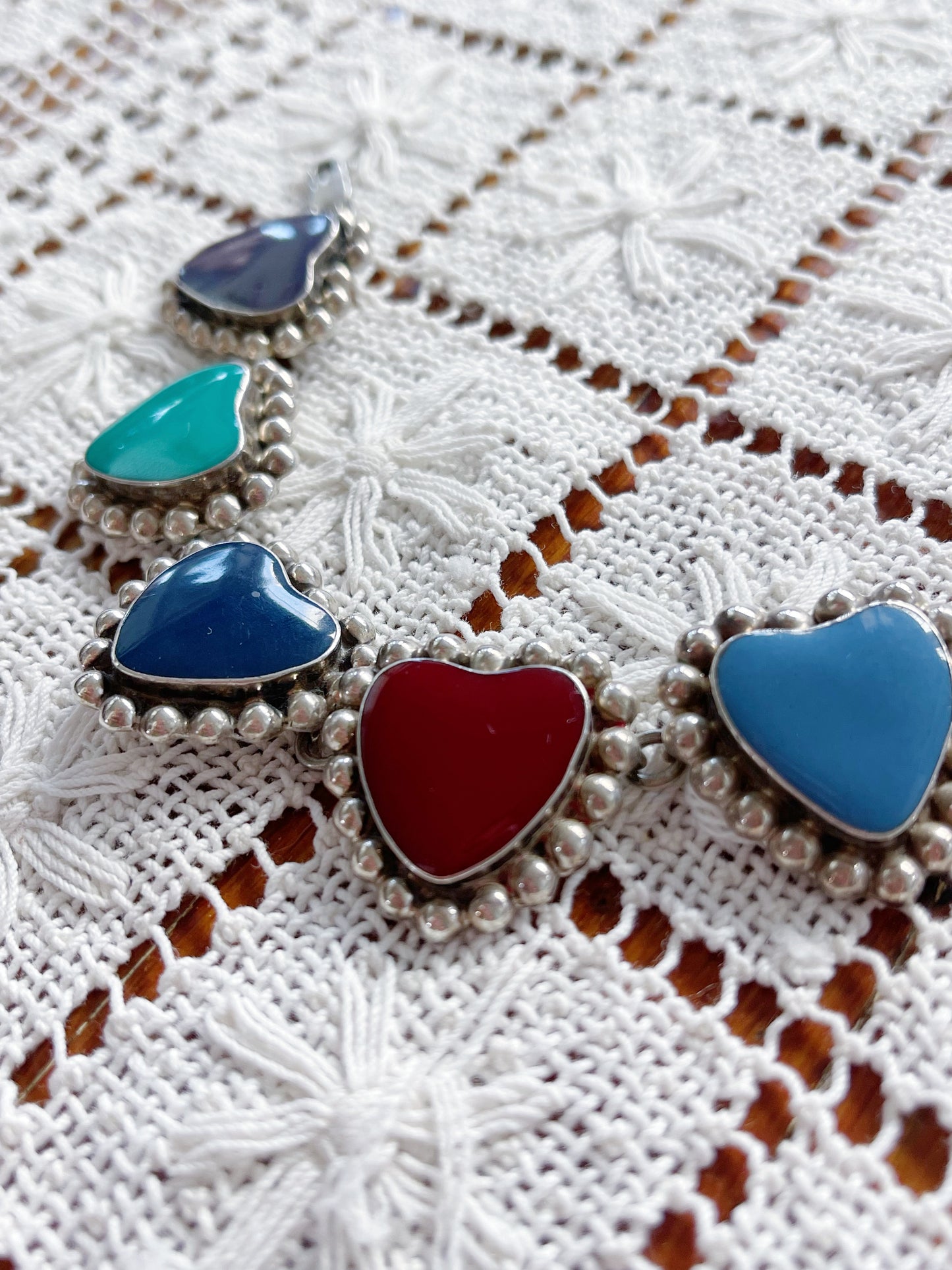 Vintage Mulch Stone Heart Silver Bracelet