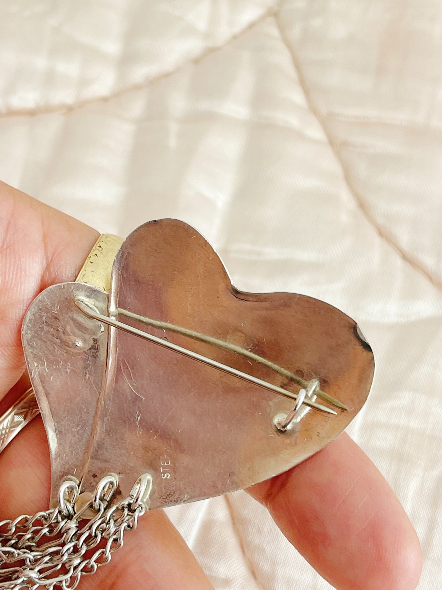 1980‘s Hearts Rain Silver Brooch