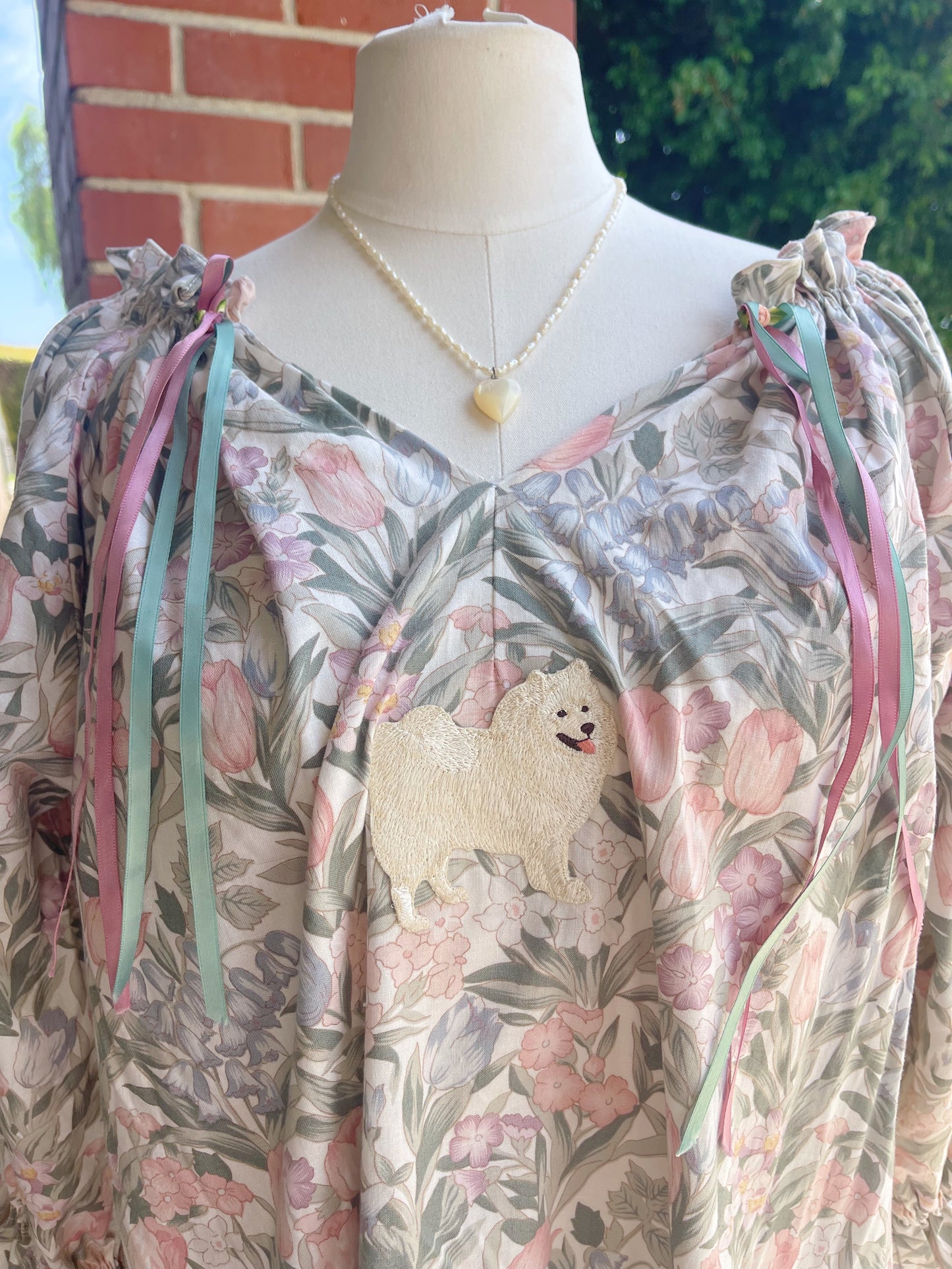 Vintage Cotton Spitz Dog Patched Dress