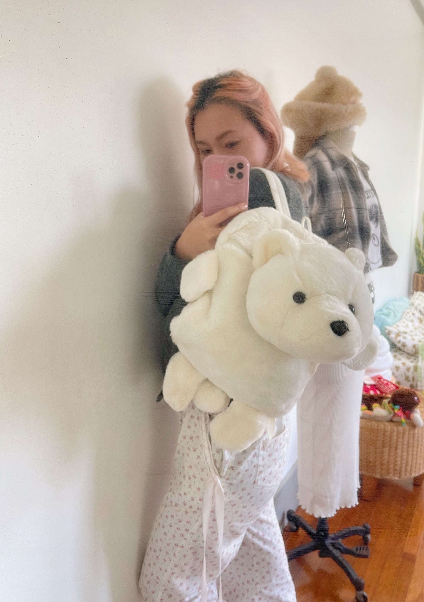 1986s DAYTON White Bear Plush Backpack