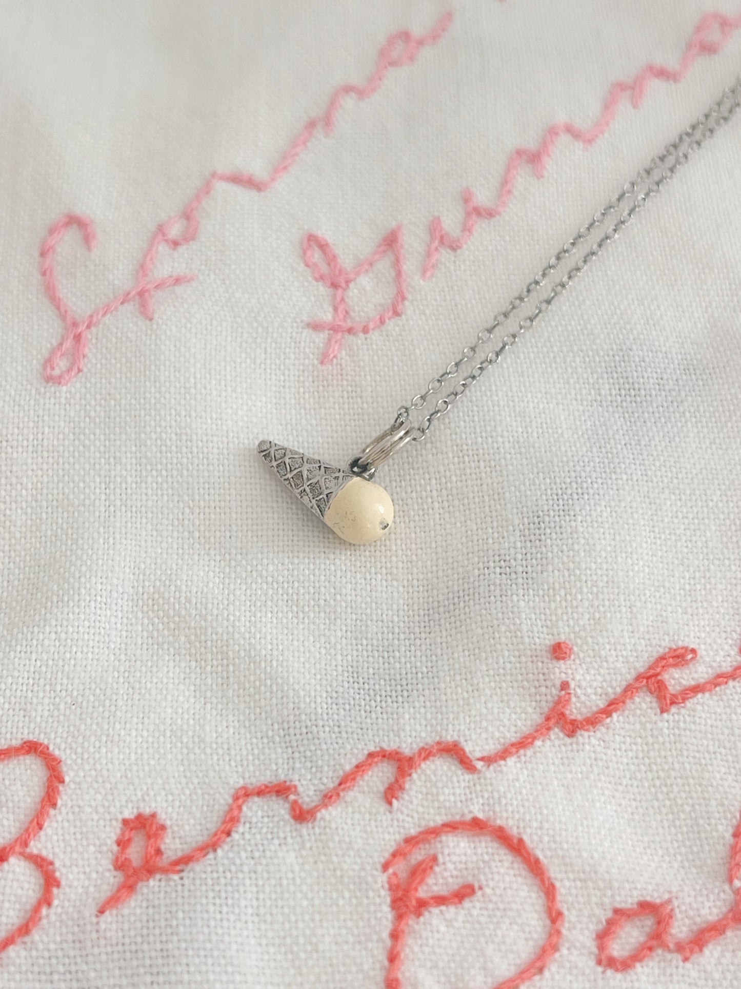 Tiny Ice Cream Silver Necklace