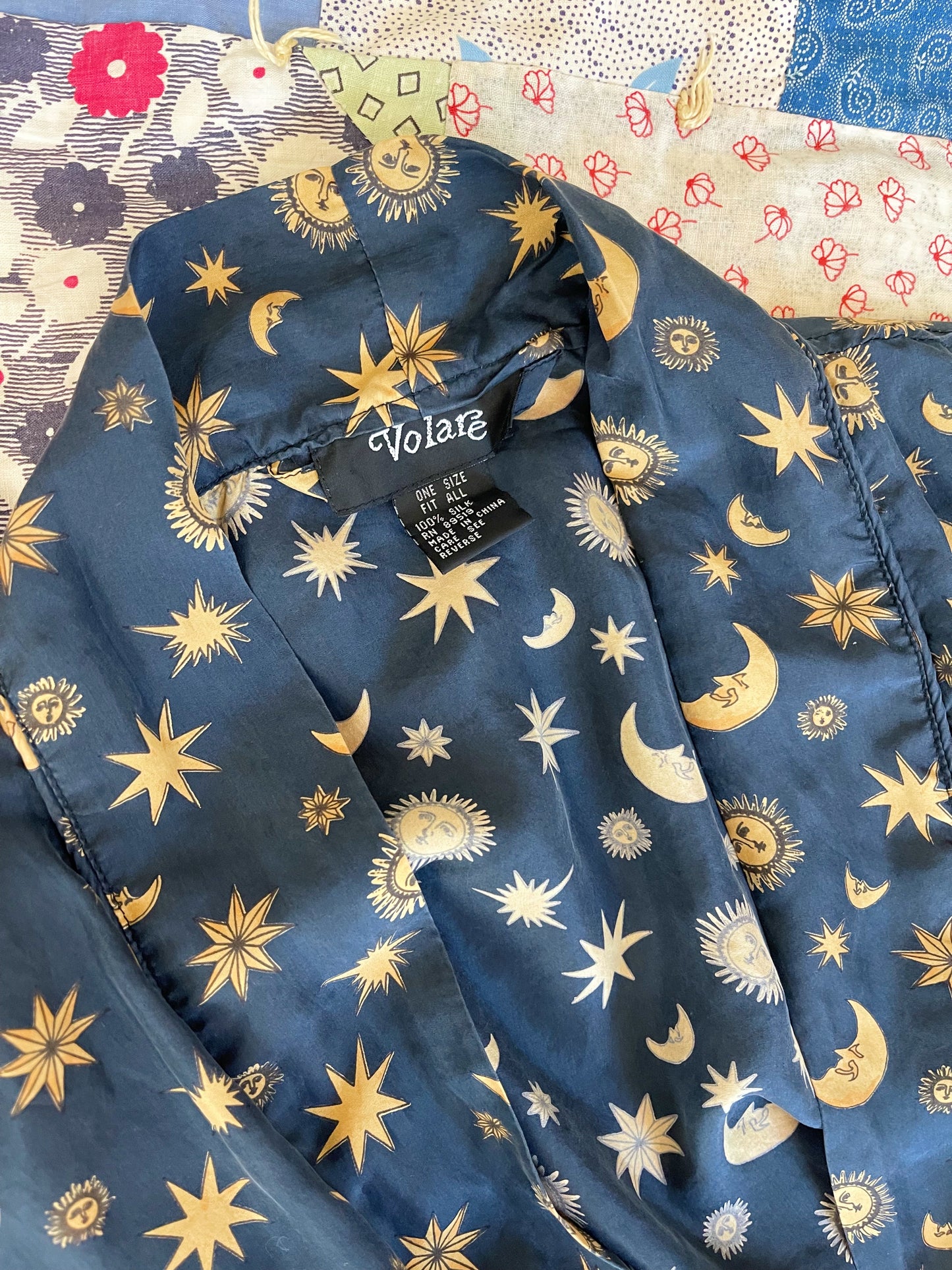 1990s Moon and Sun Silk Long Robe