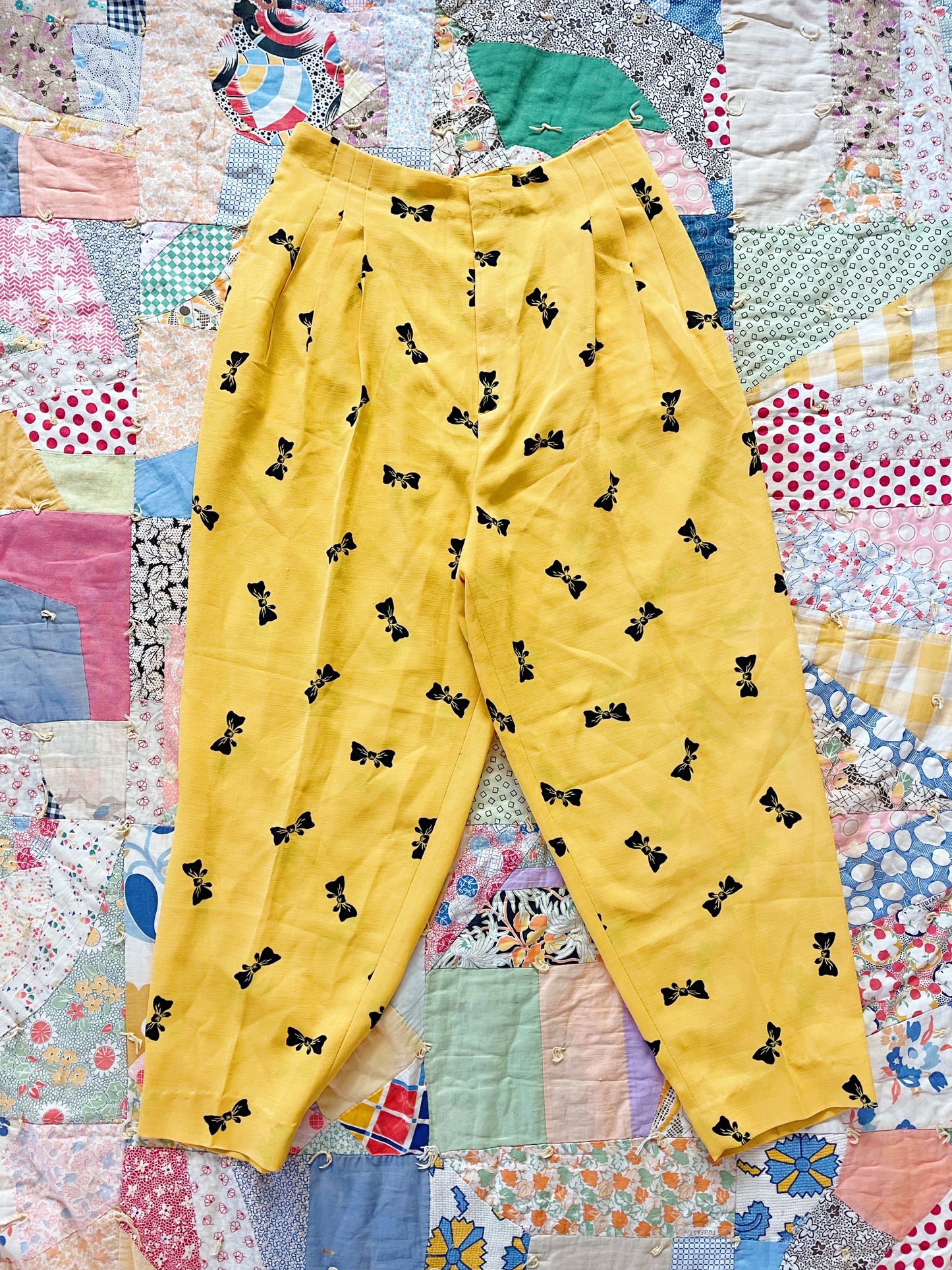 1980s Ribbon Printed Pants