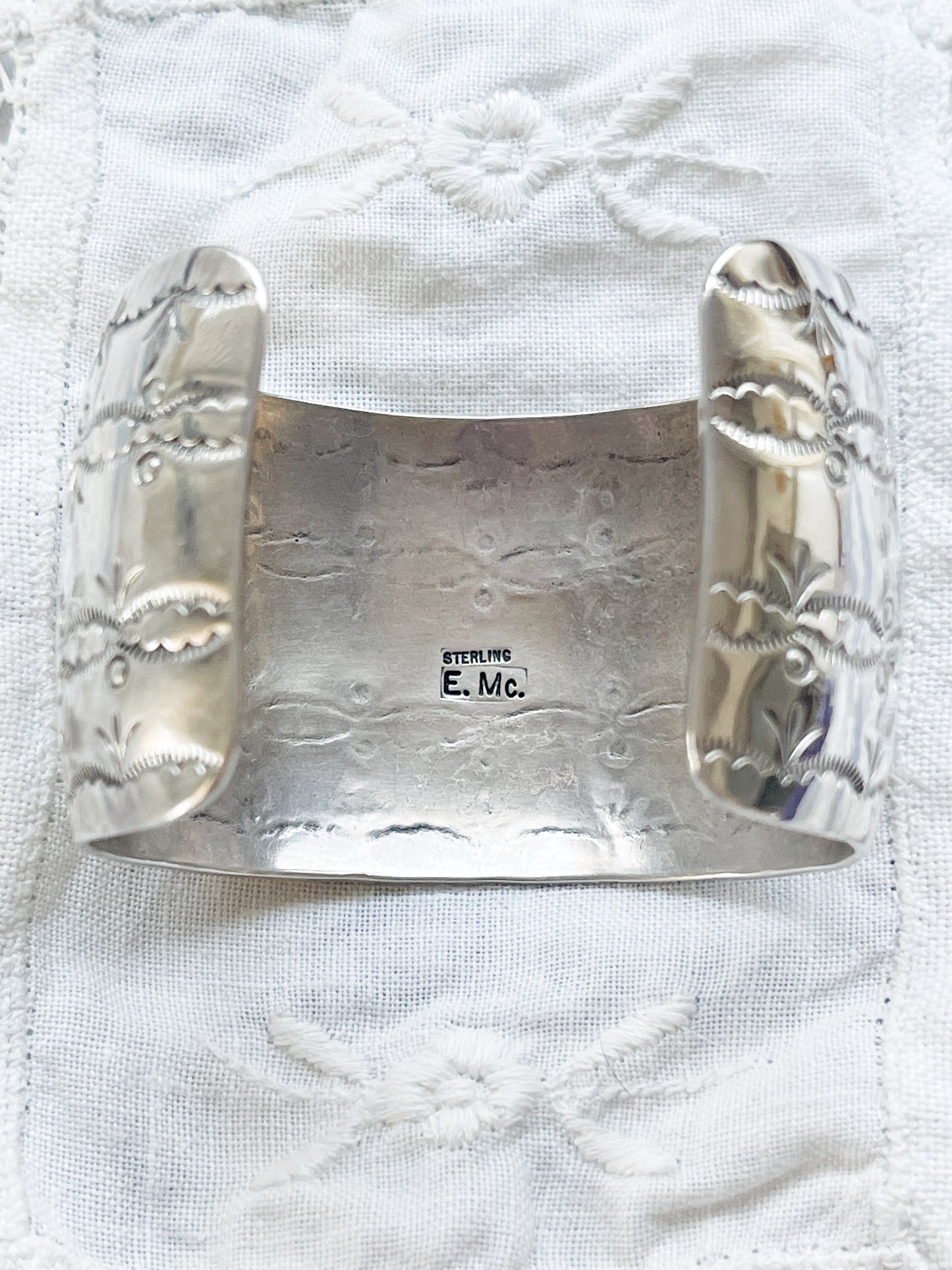 Navajo Stamped Sterling Silver Cuff Bangle