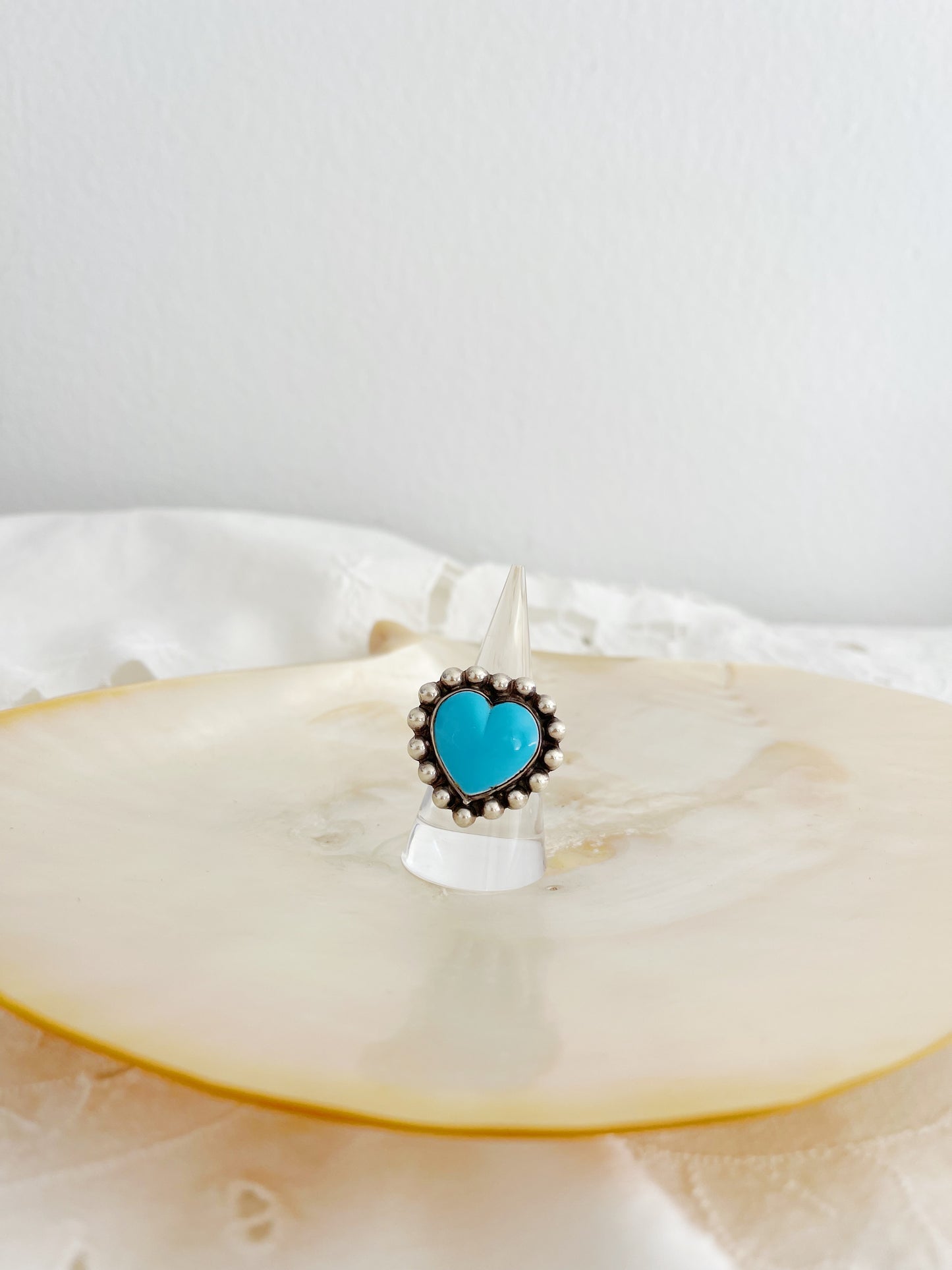 Vintage Turquoise Heart Silver Ring.