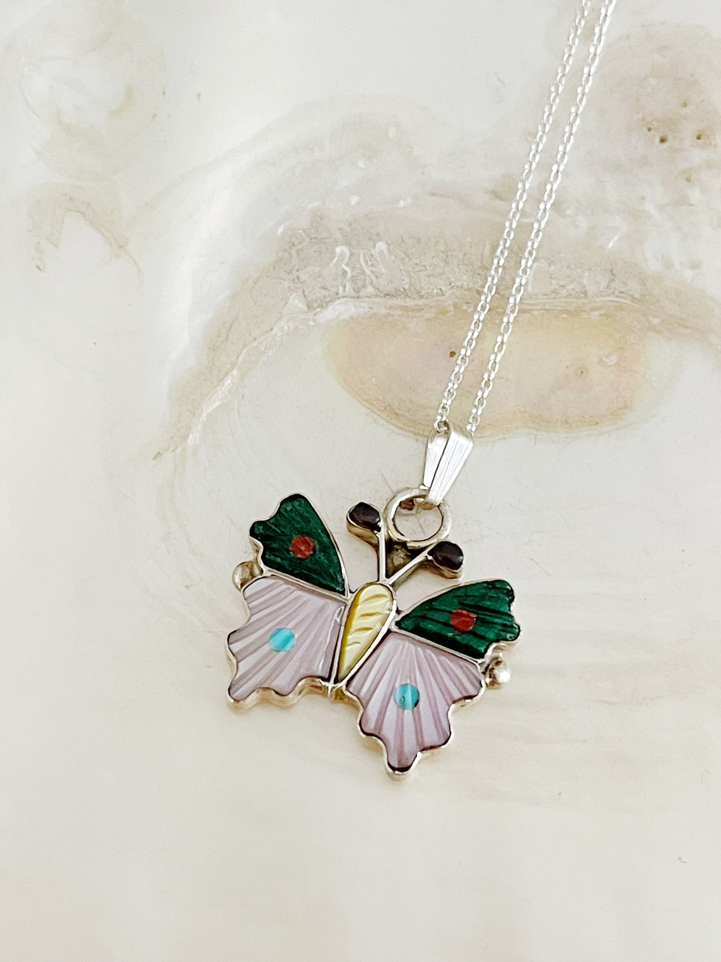 Zuni Tamara Pinto Butterfly Inlay Necklace.