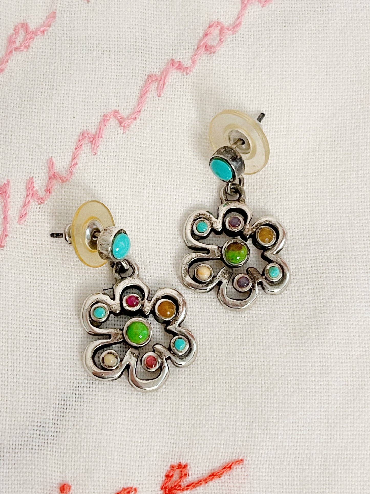 Vintage Flower Unique Silver Bracelet and Pierce