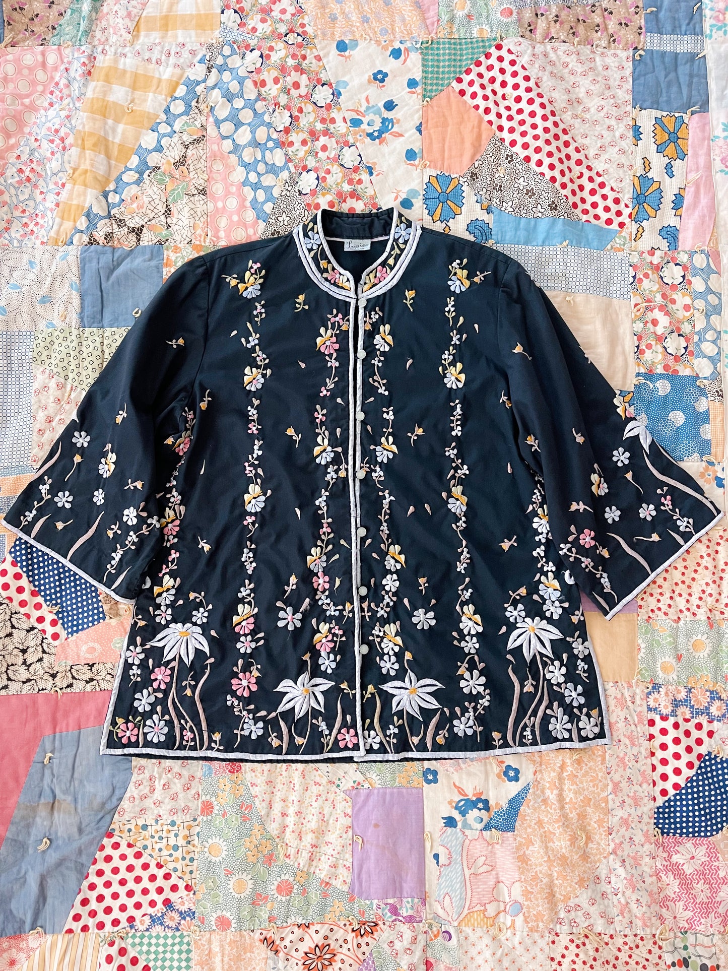 Vintage Embroidered Mandarin Style Jacket