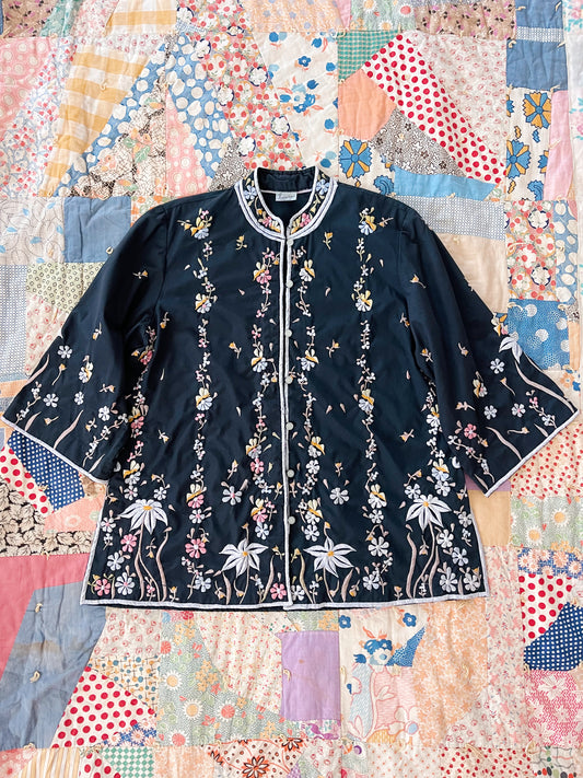 Vintage Embroidered Mandarin Style Jacket