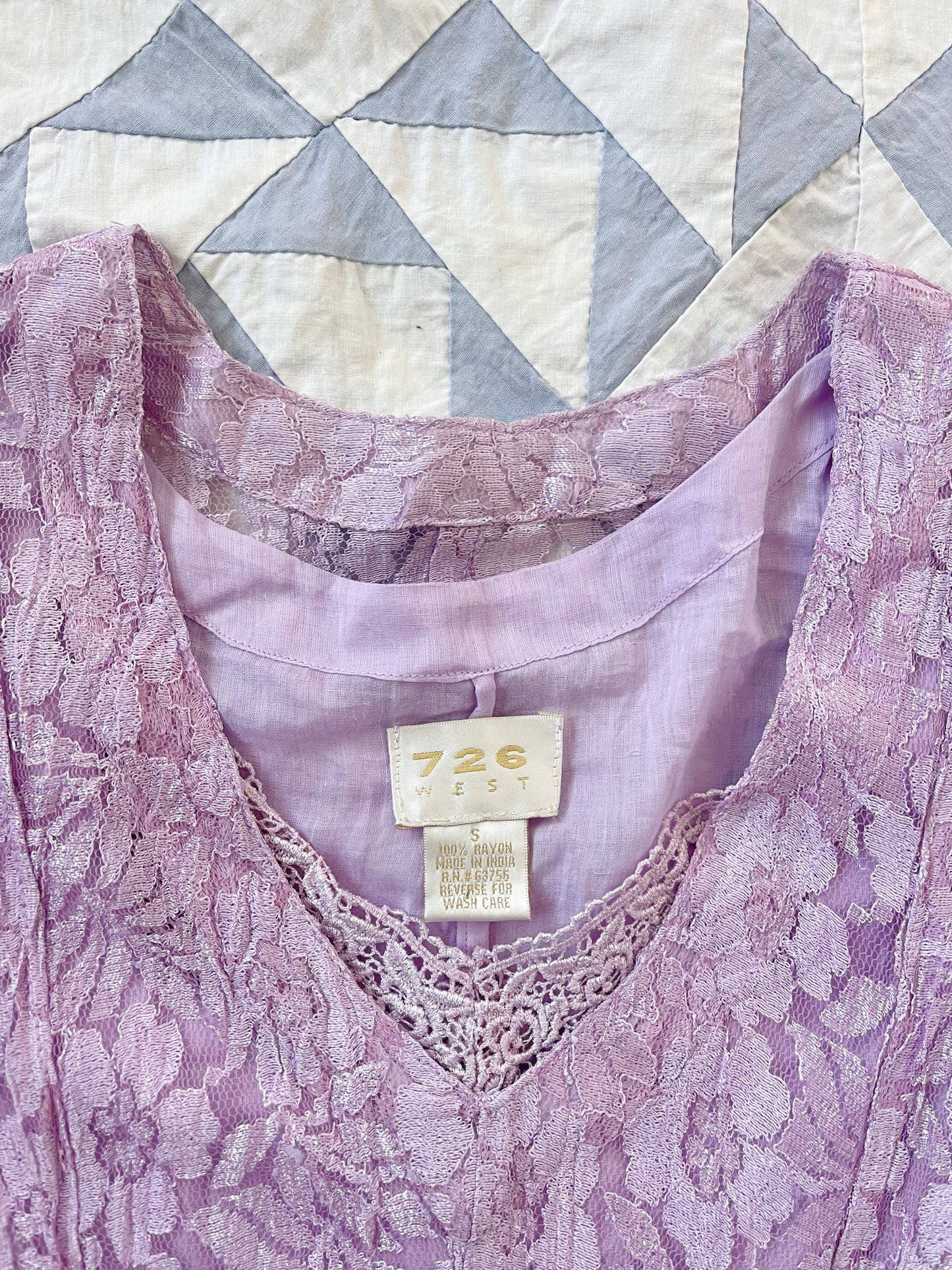 1990s Rayon Purple Color Lace Maxi Dress