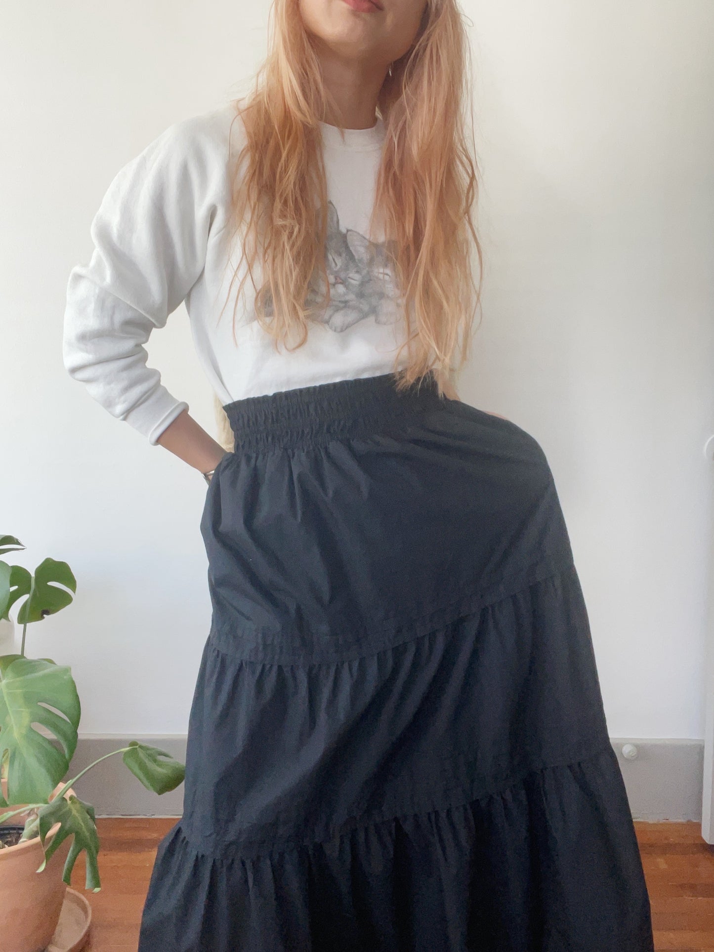 Black Flare Long Skirt