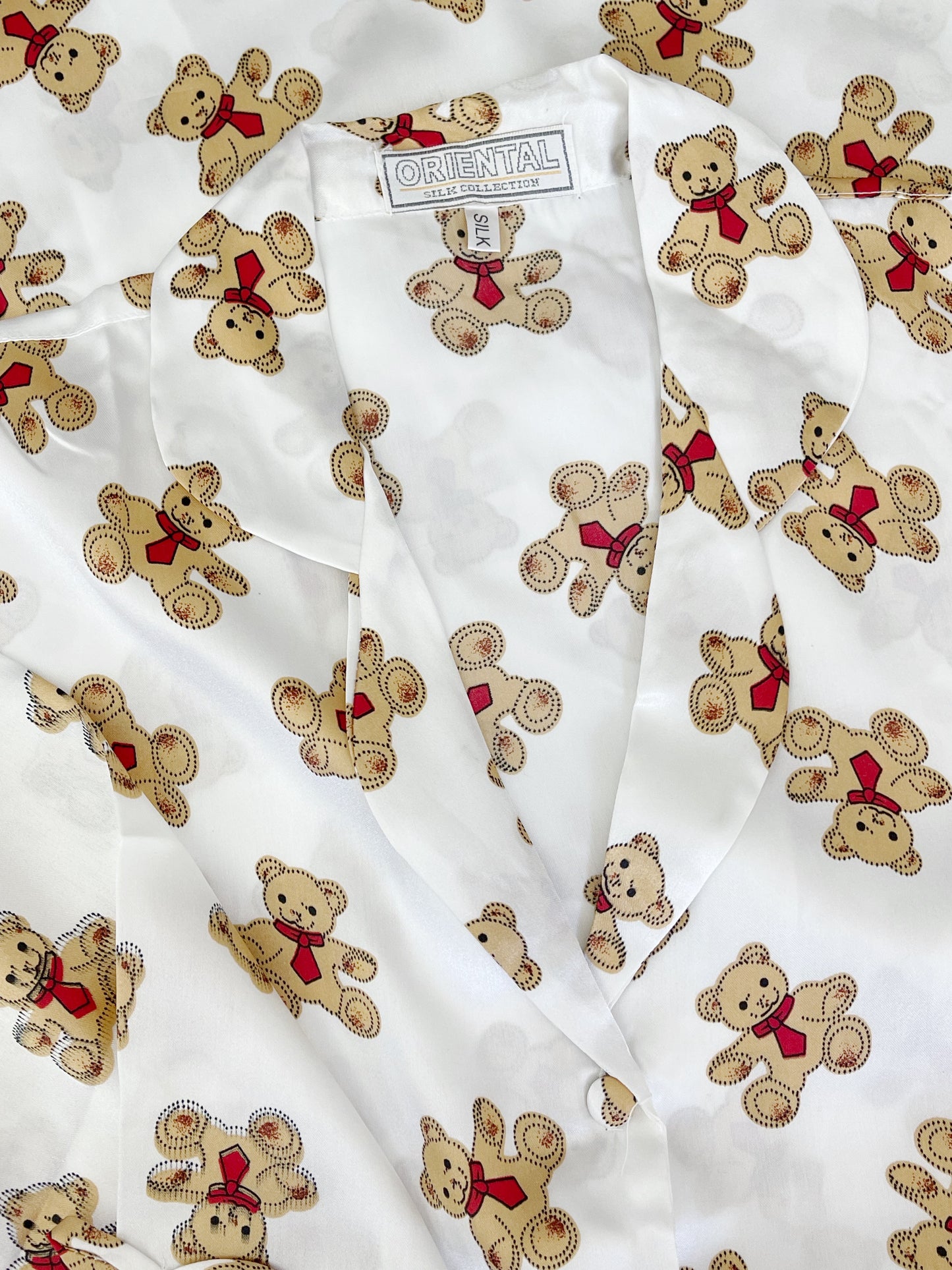 Dead Stock Bear Printed Silk Long Shirt