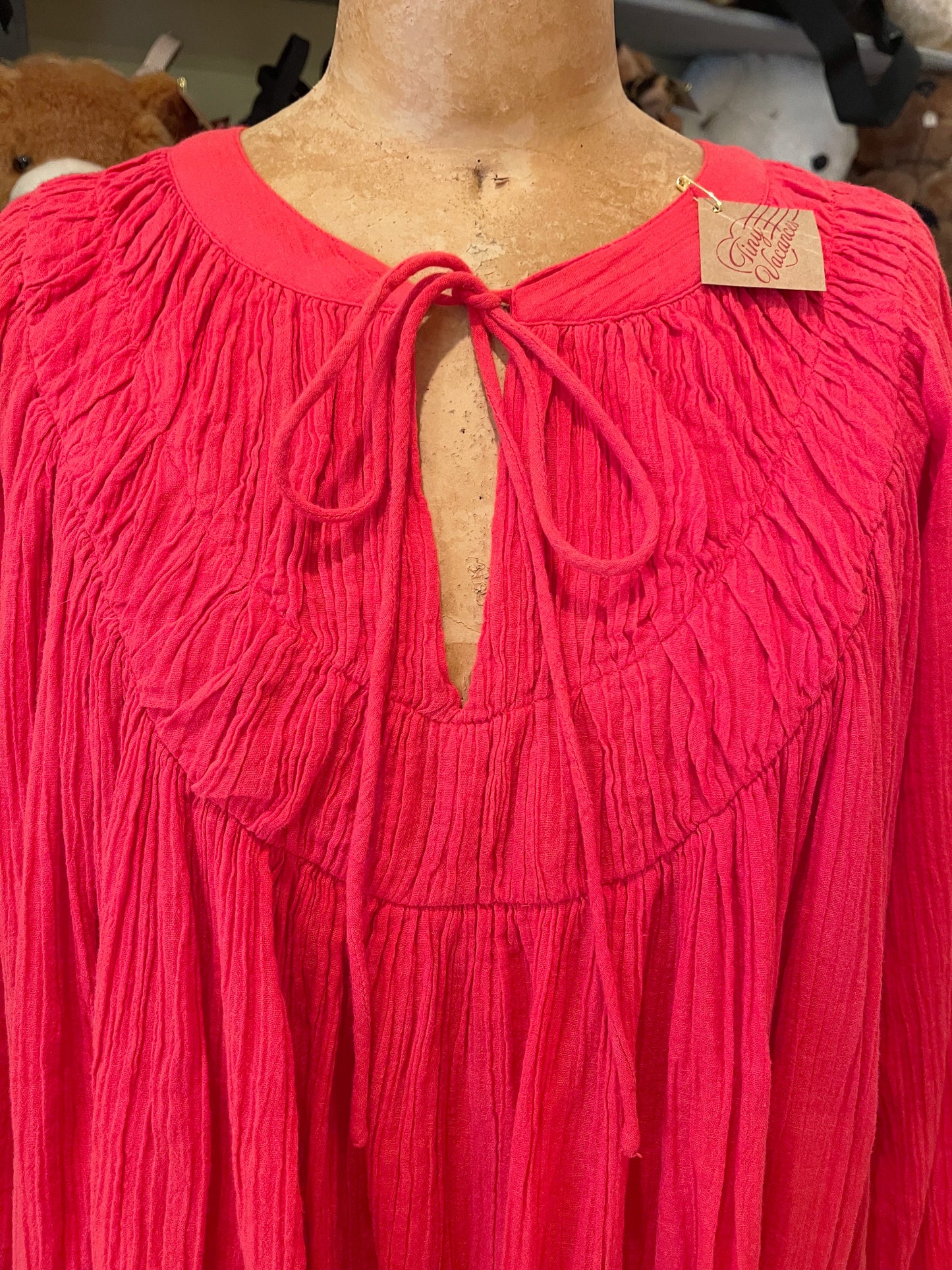 Vintage Cotton Red Tunic Dress