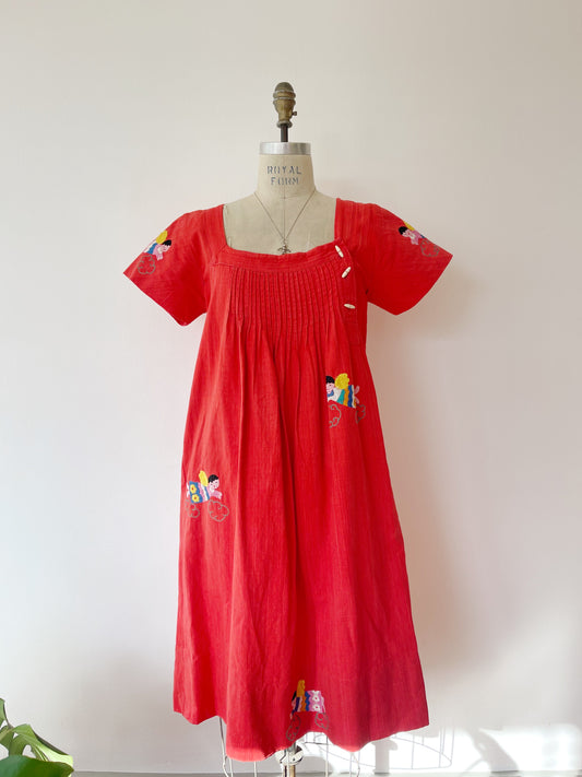 Vintage Angels Embroidered Cotton Dress