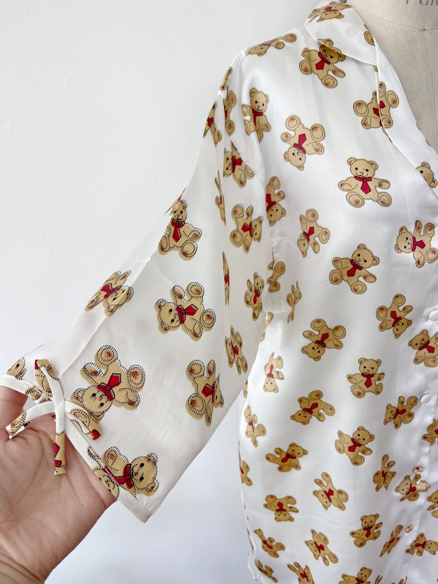 Dead Stock Bear Printed Silk Long Shirt