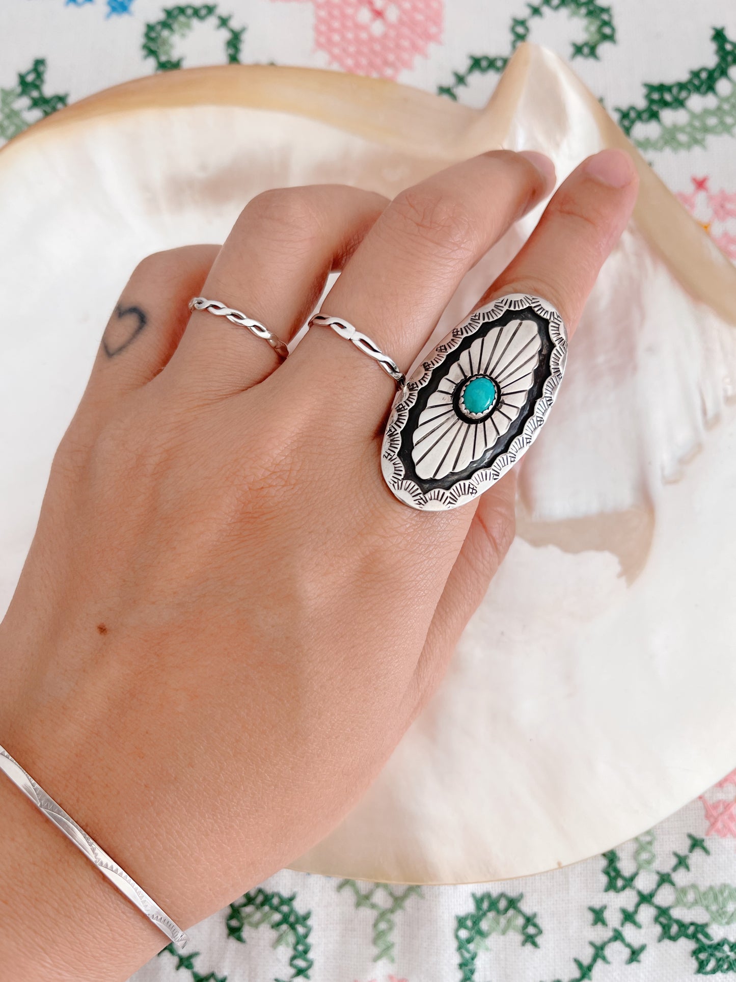 Navajo Oval Turquoise Ring.