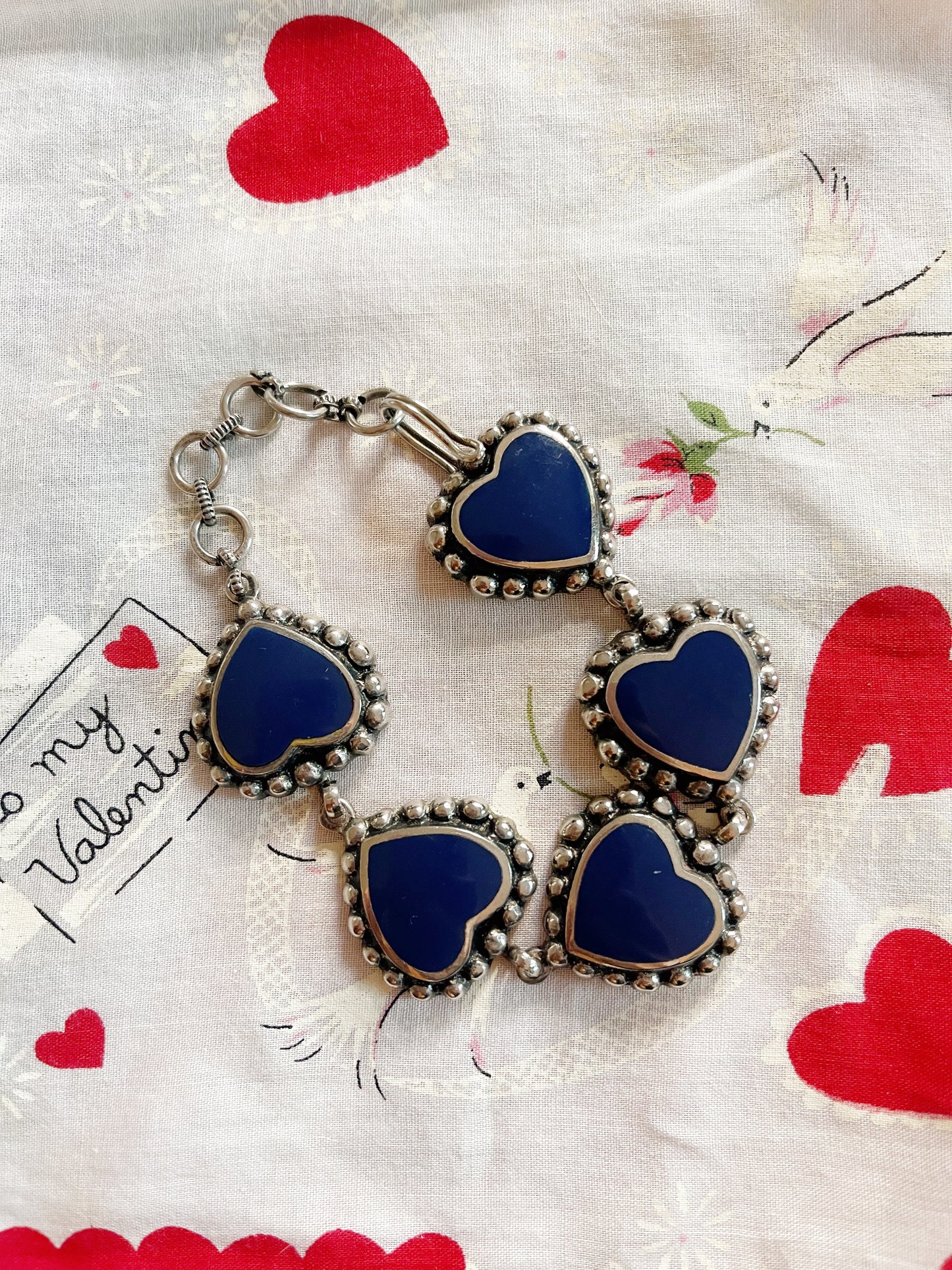 Vintage Enamel Heart Bracelet