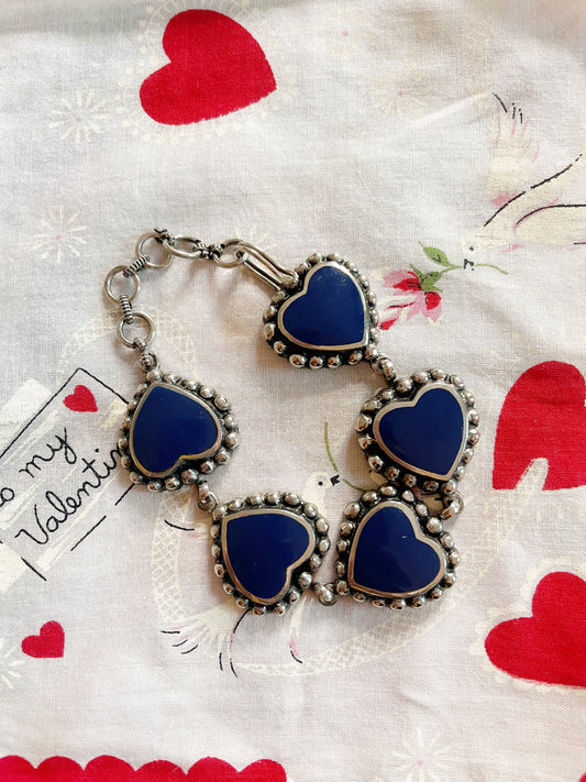 Vintage Enamel Heart Bracelet