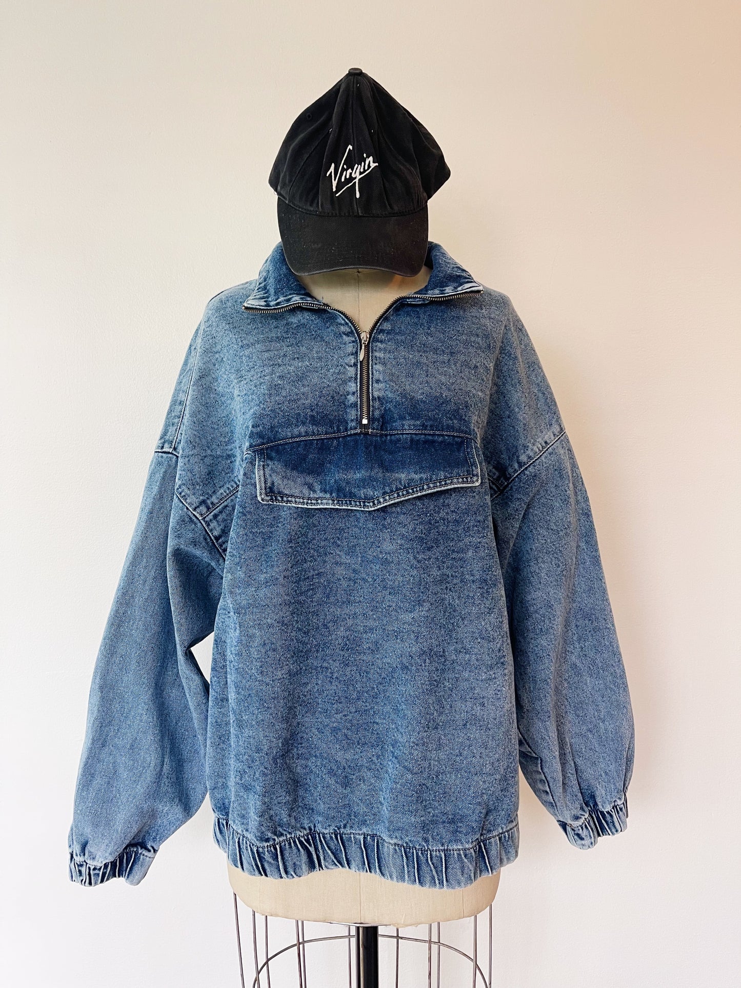 Cotton Denim Pullover Tops