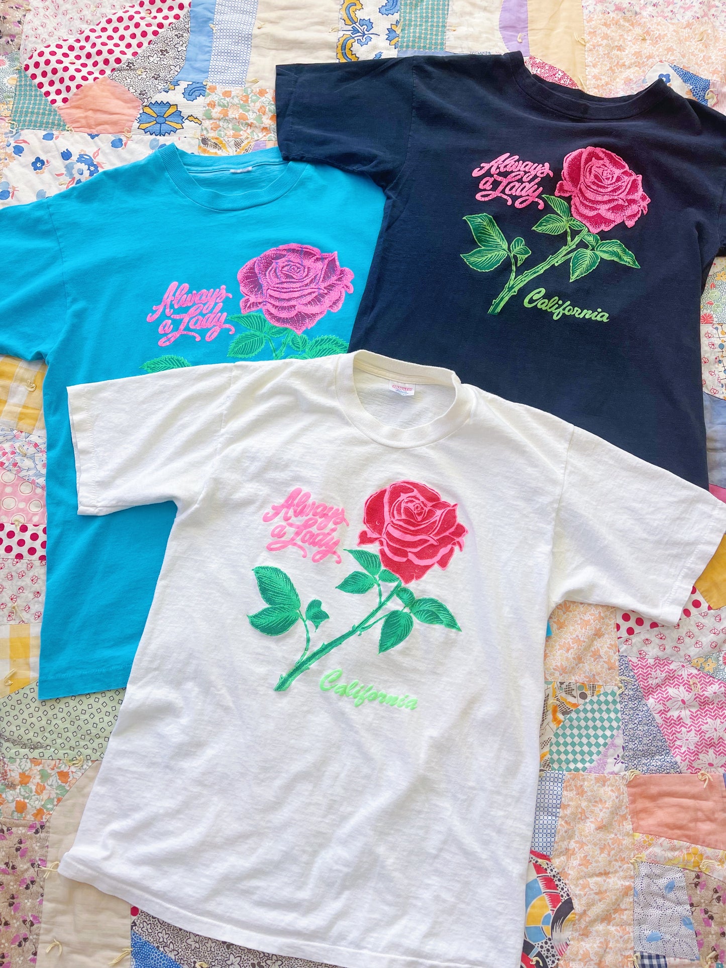 Vintage California Rose Tee White