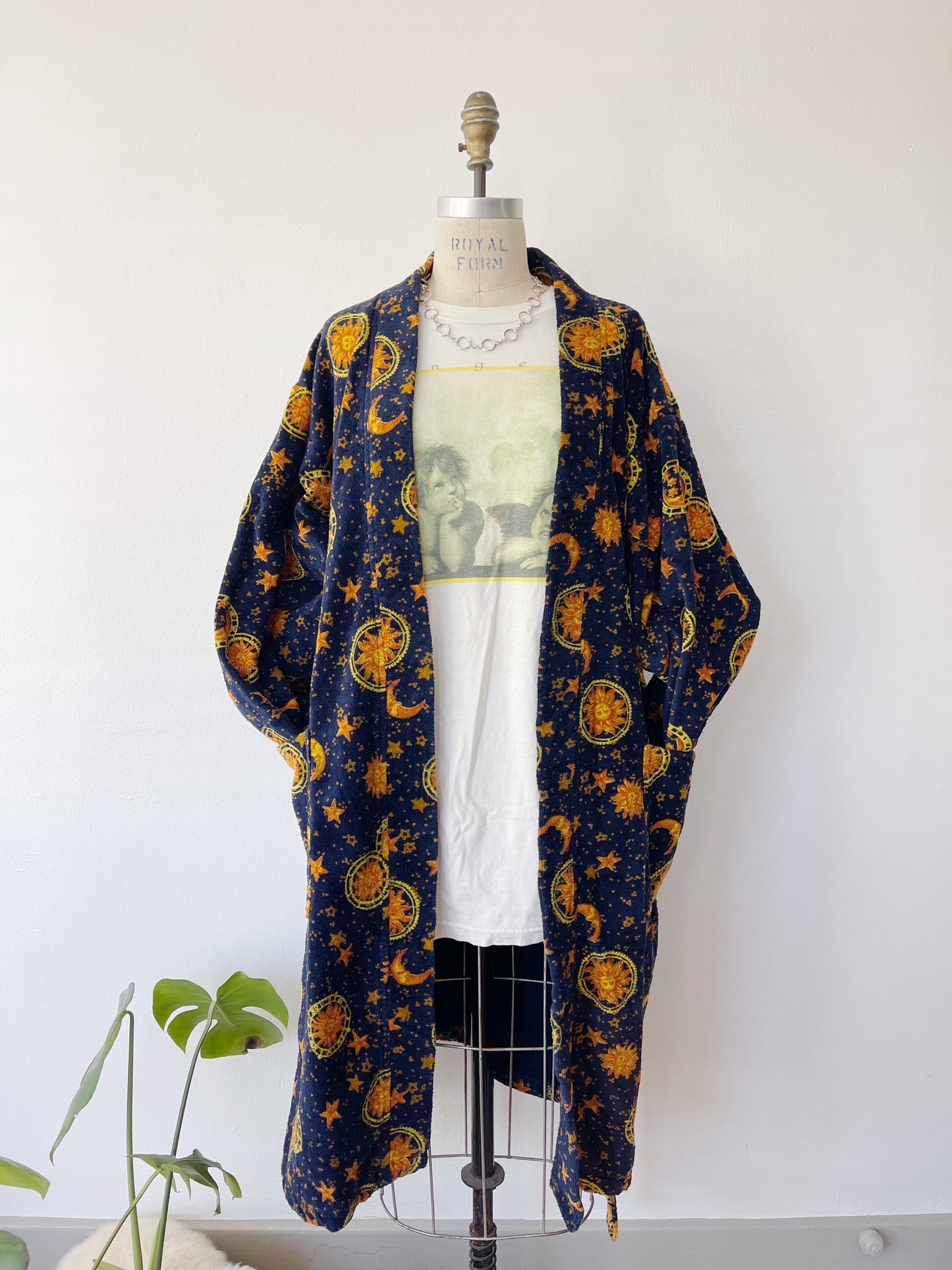 1990s Moon and Sun Cotton Long Robe