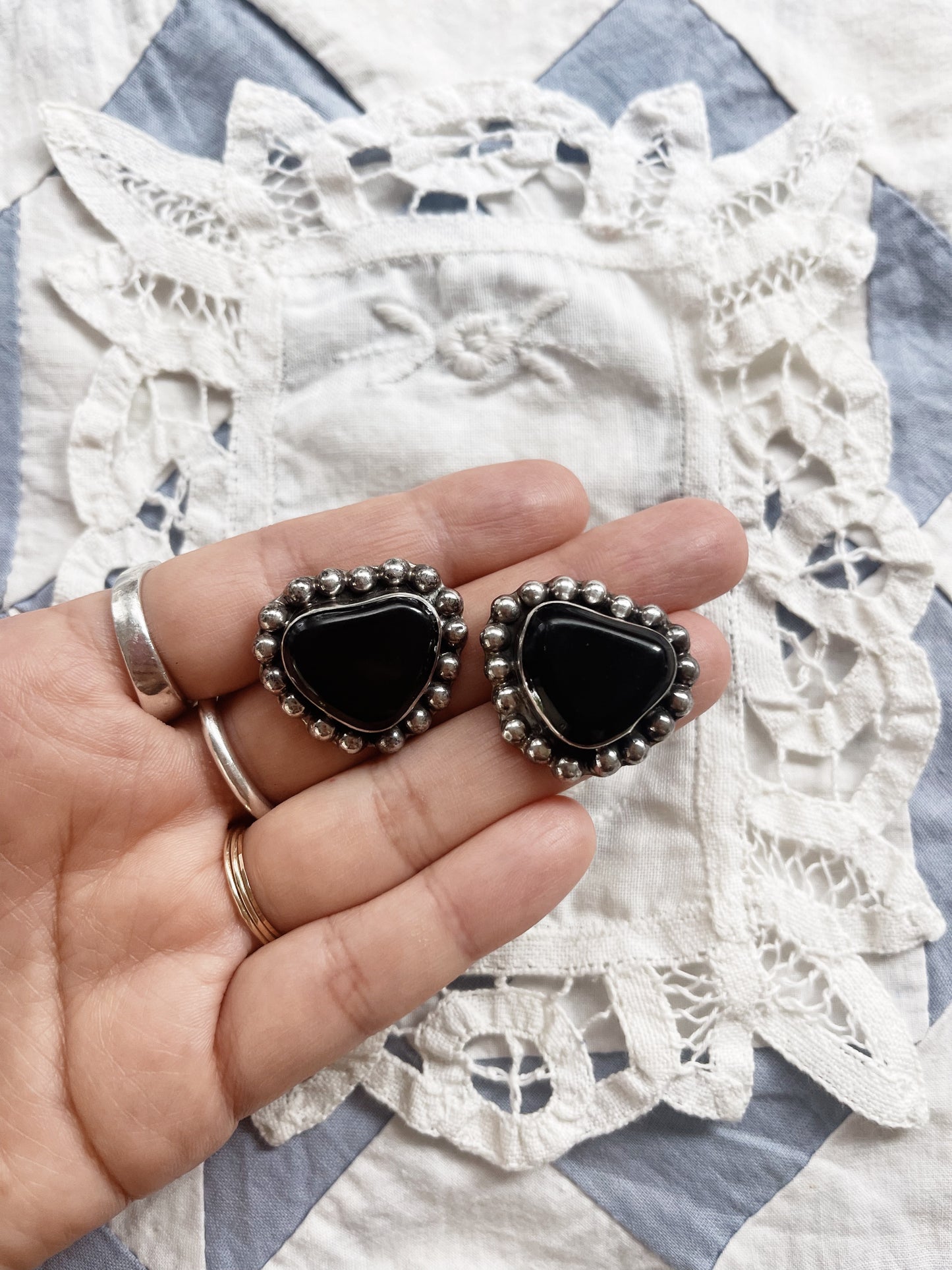 Vintage Onyx Heart Pierce