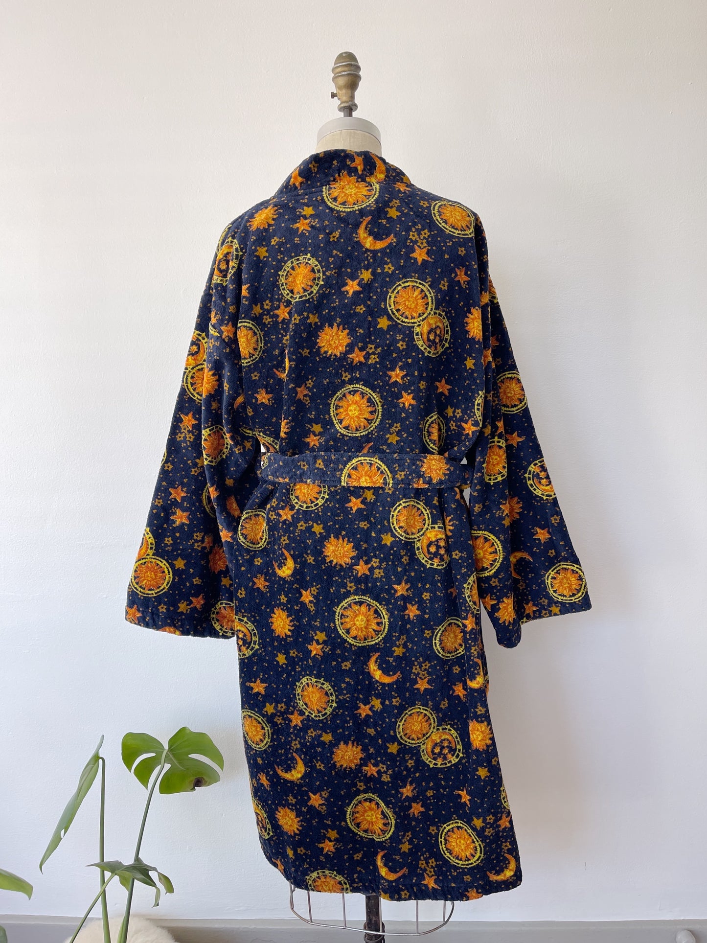 1990s Moon and Sun Cotton Long Robe