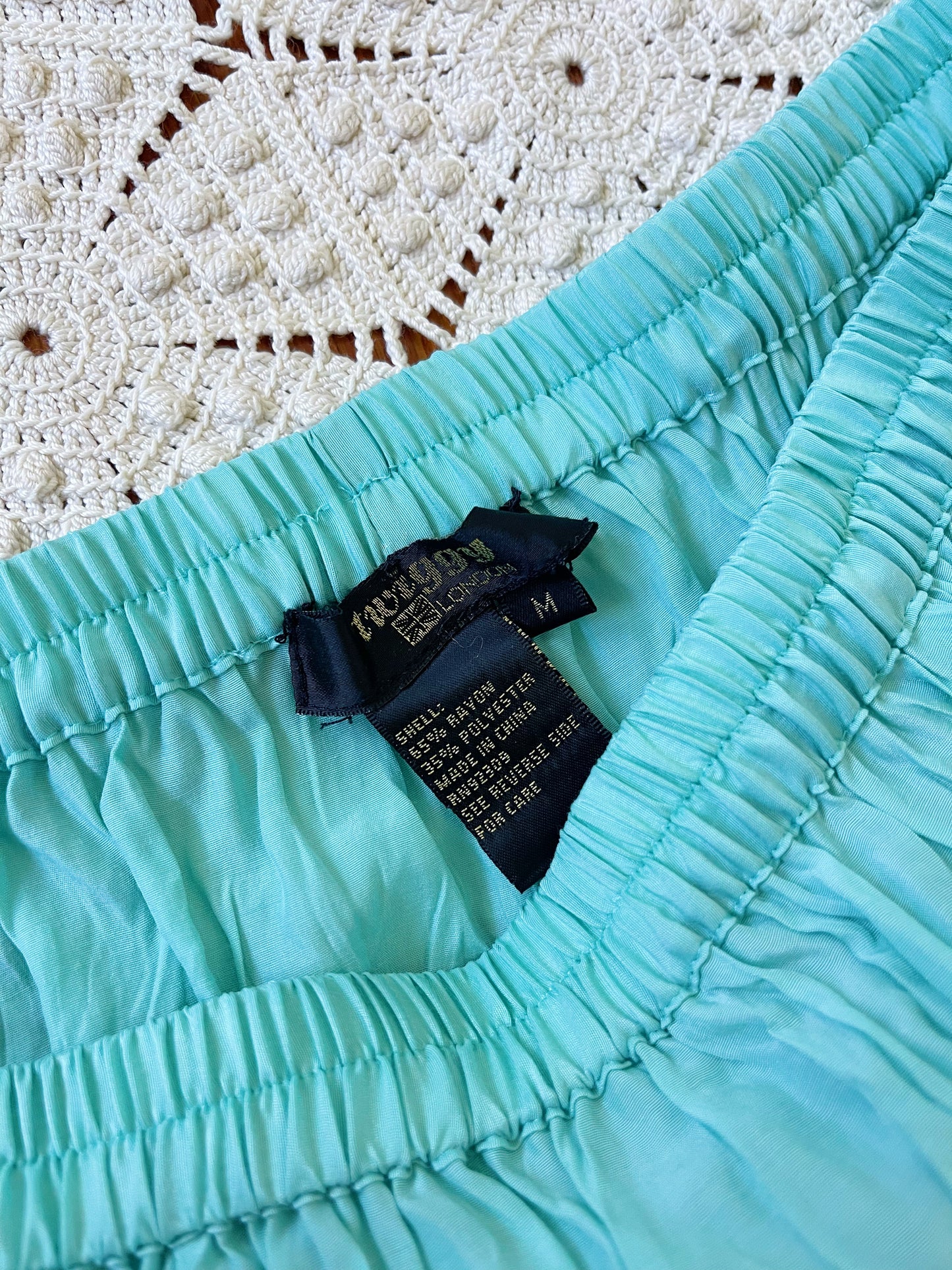 1990s Turquoise Color Maxi Skirt