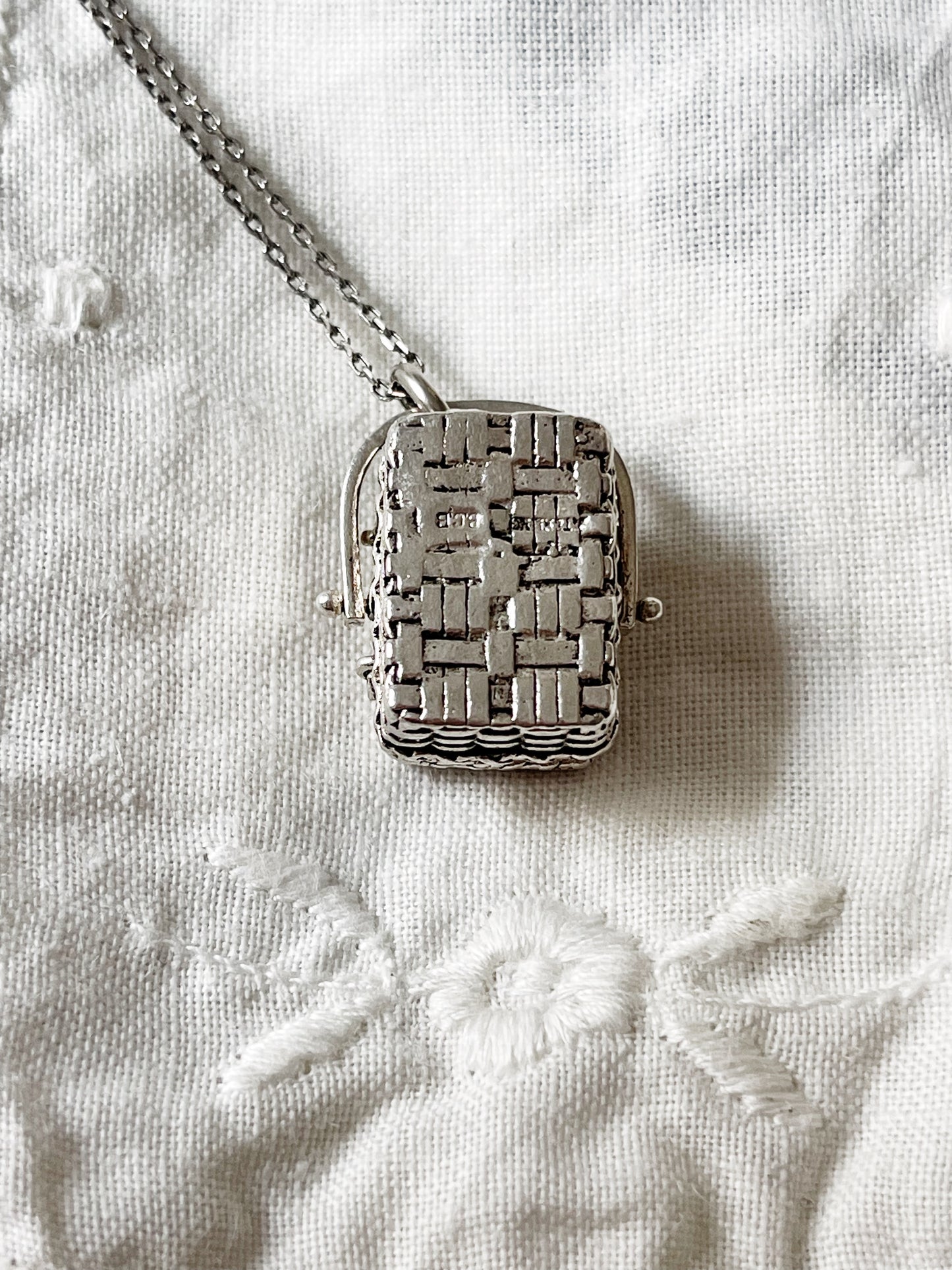 Vintage Silver 925 Basket Charm Pendant