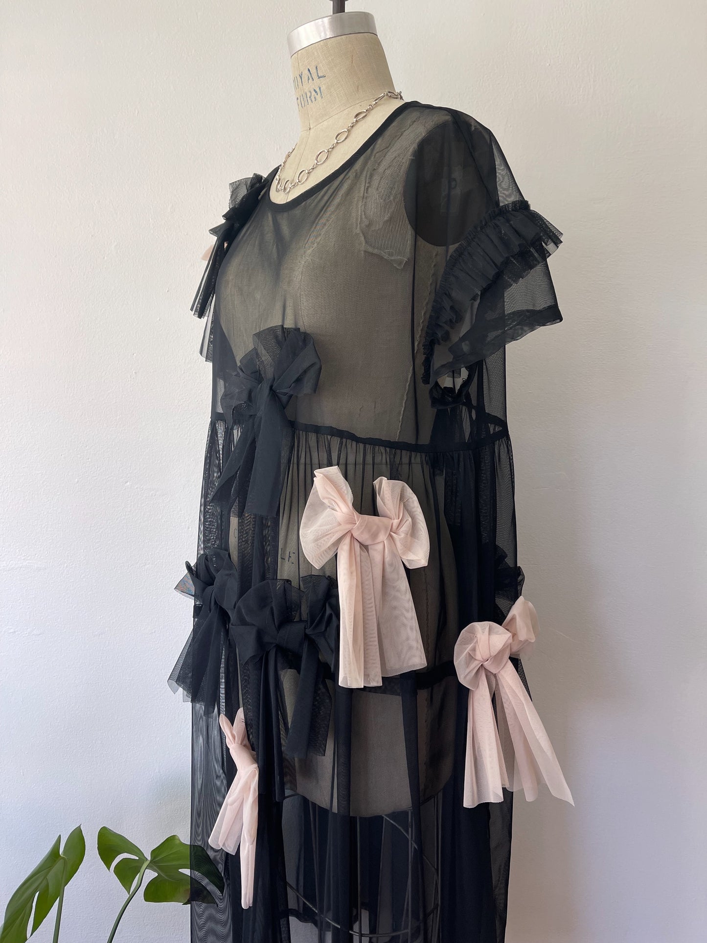 Black Sheer Ribbon Dress