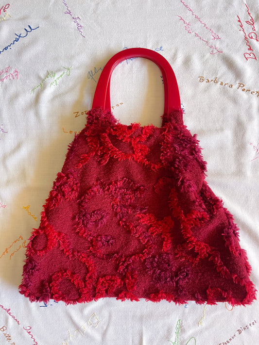 Vintage Chenille Fabric Handbag