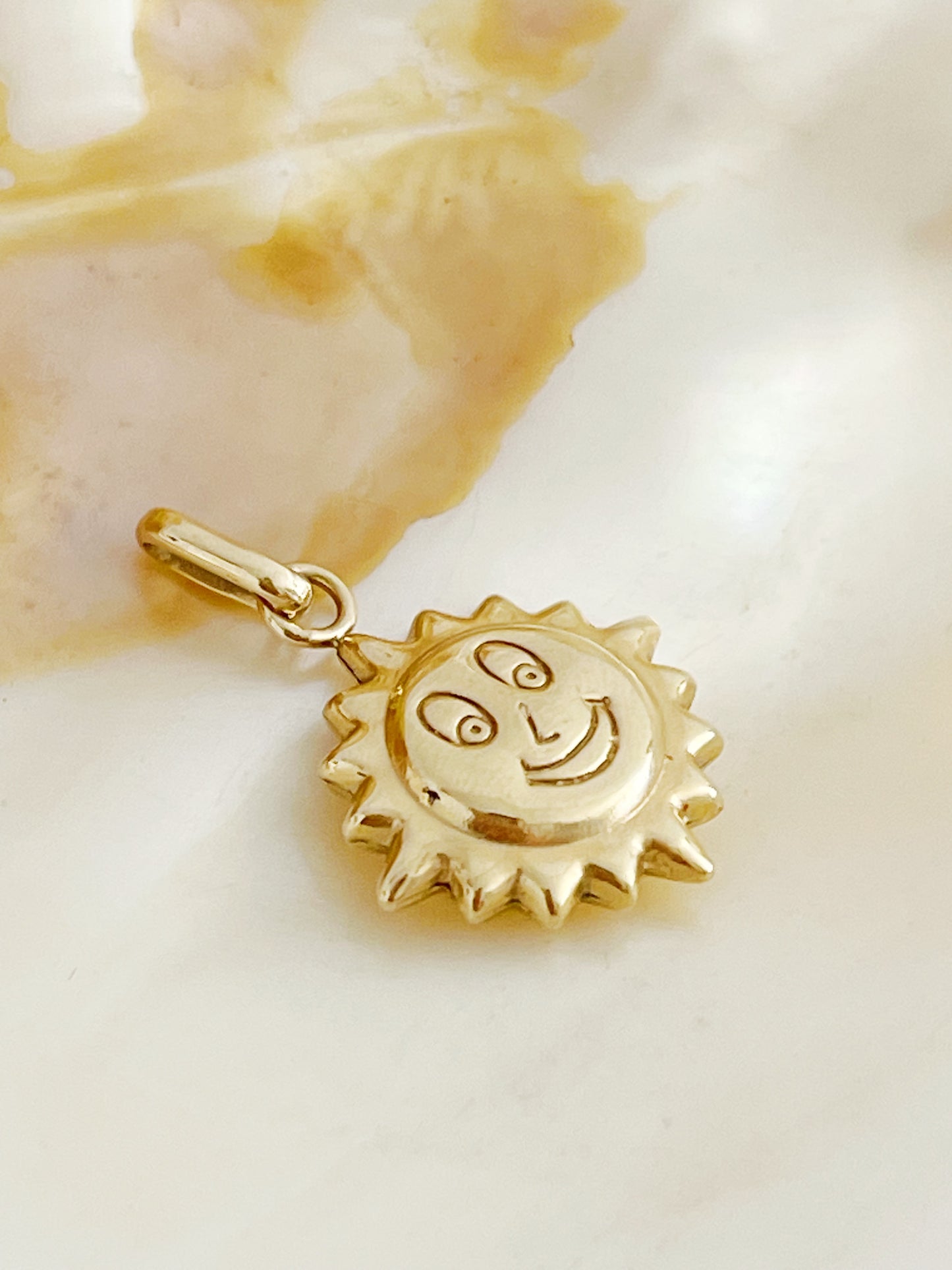 14k Gold Sun Face Necklace. So Cute!