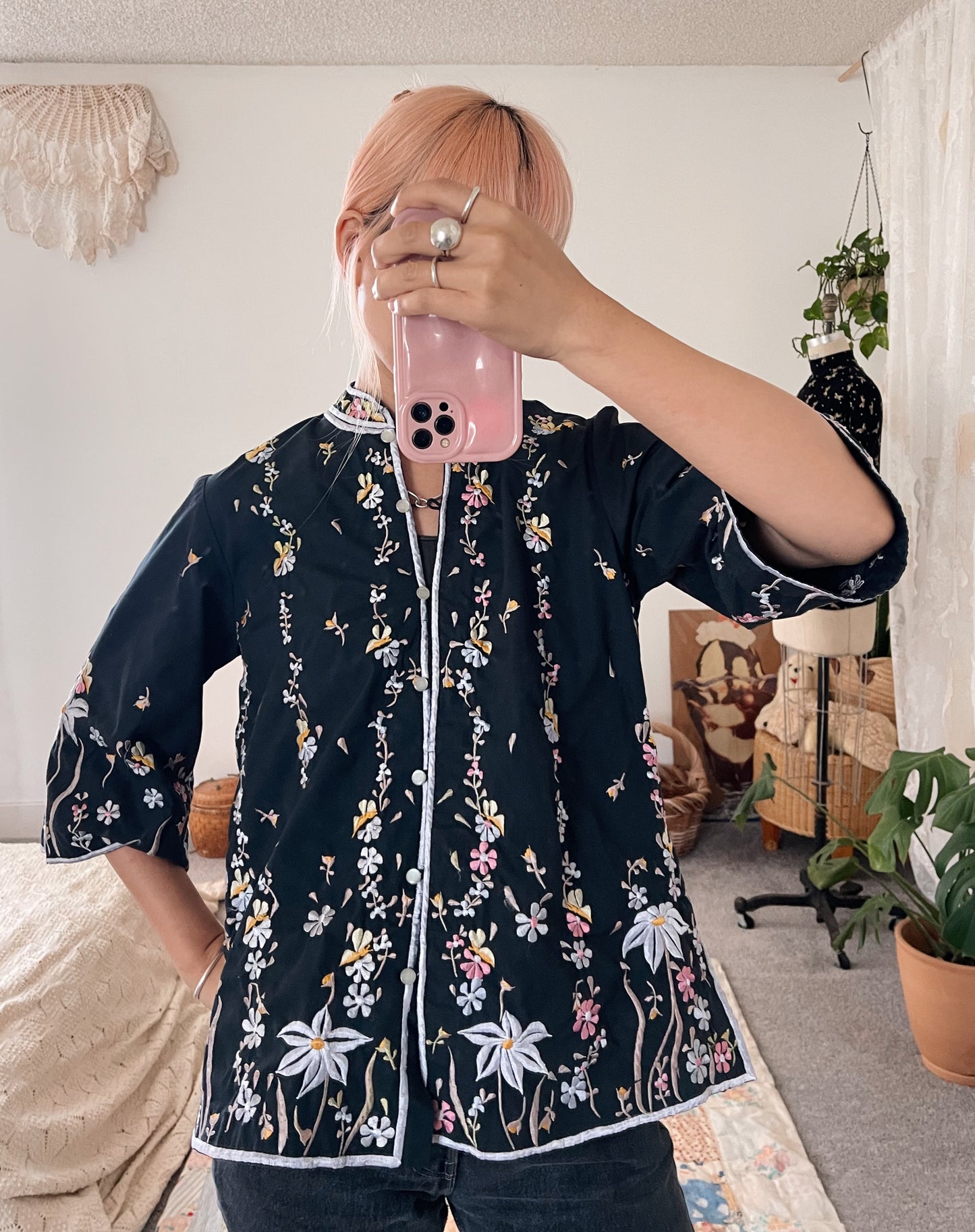 Vintage Embroidered Mandarin Style Jacket
