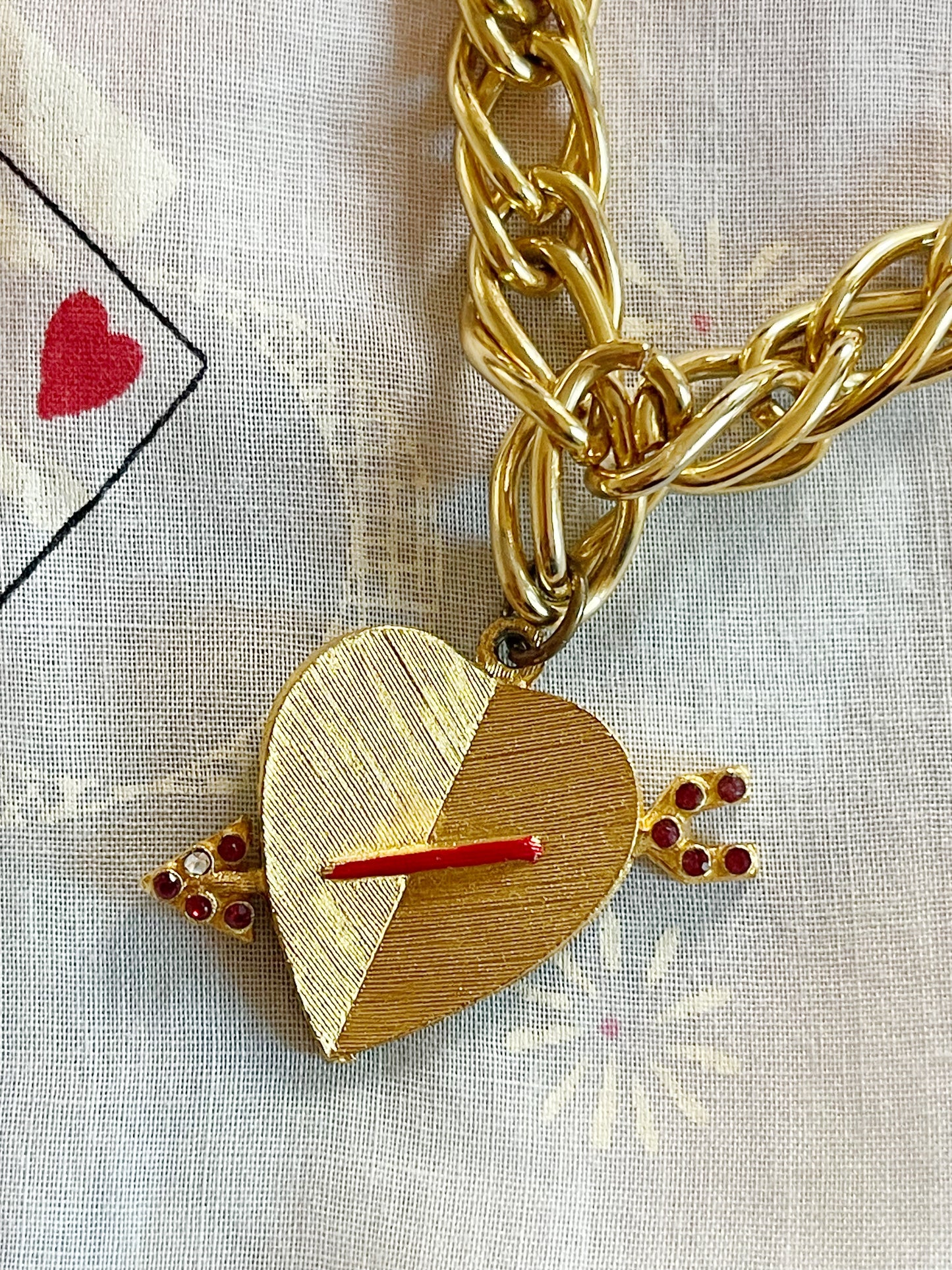 Vintage 1960s Heart Gold Plated Bracelet