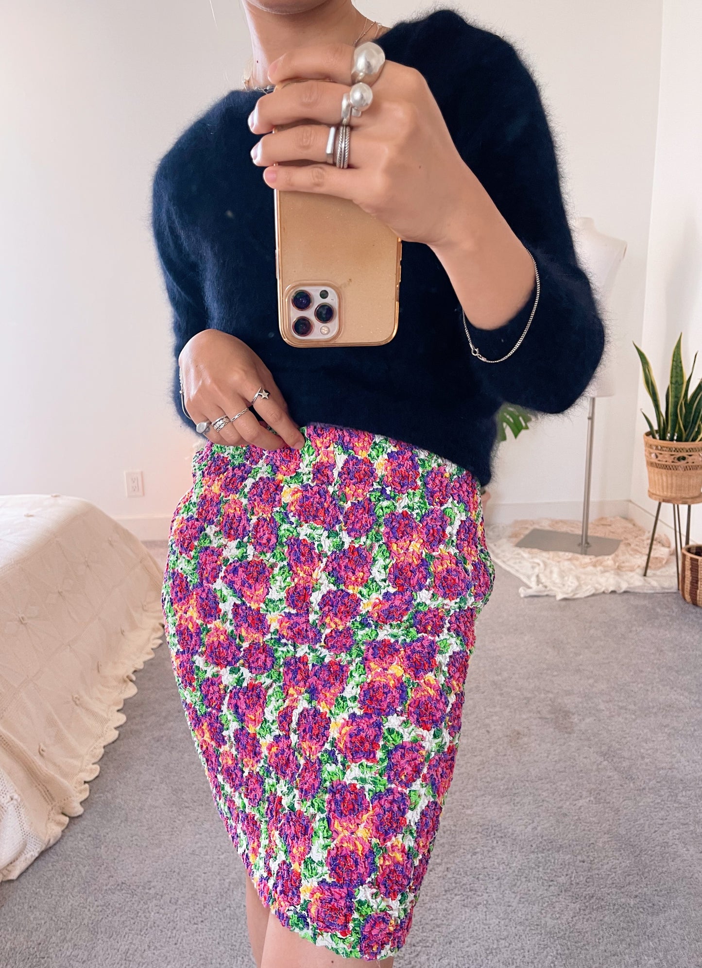 1980‘s Inspired Flower Tight Skirts.