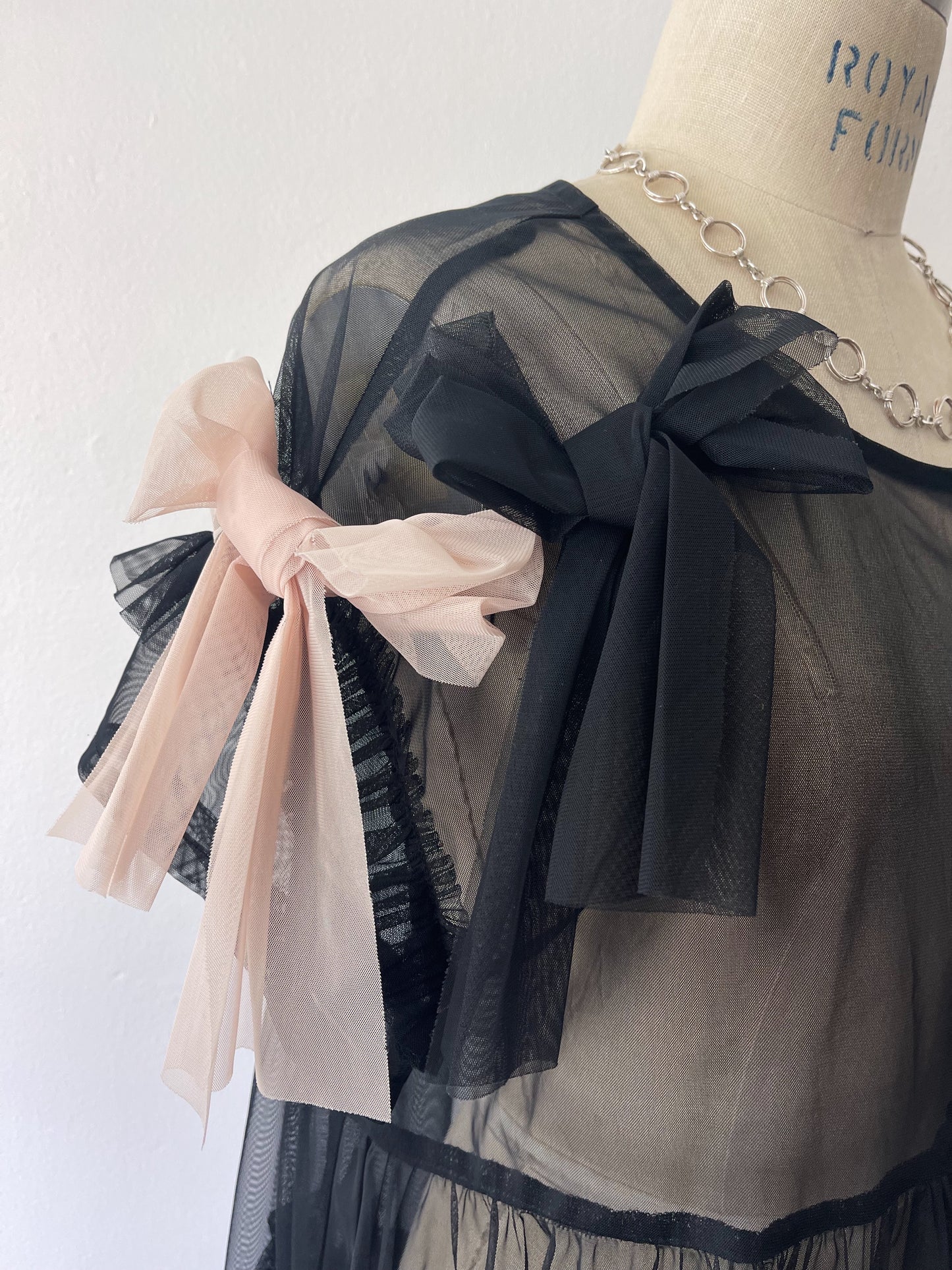 Black Sheer Ribbon Dress