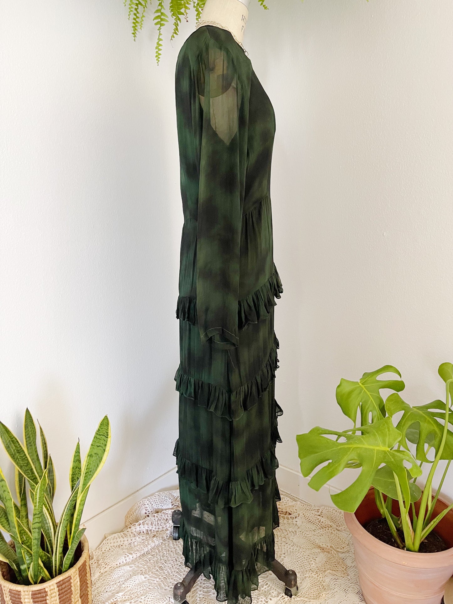 1990’s Moss Green Sheer Long Dress.